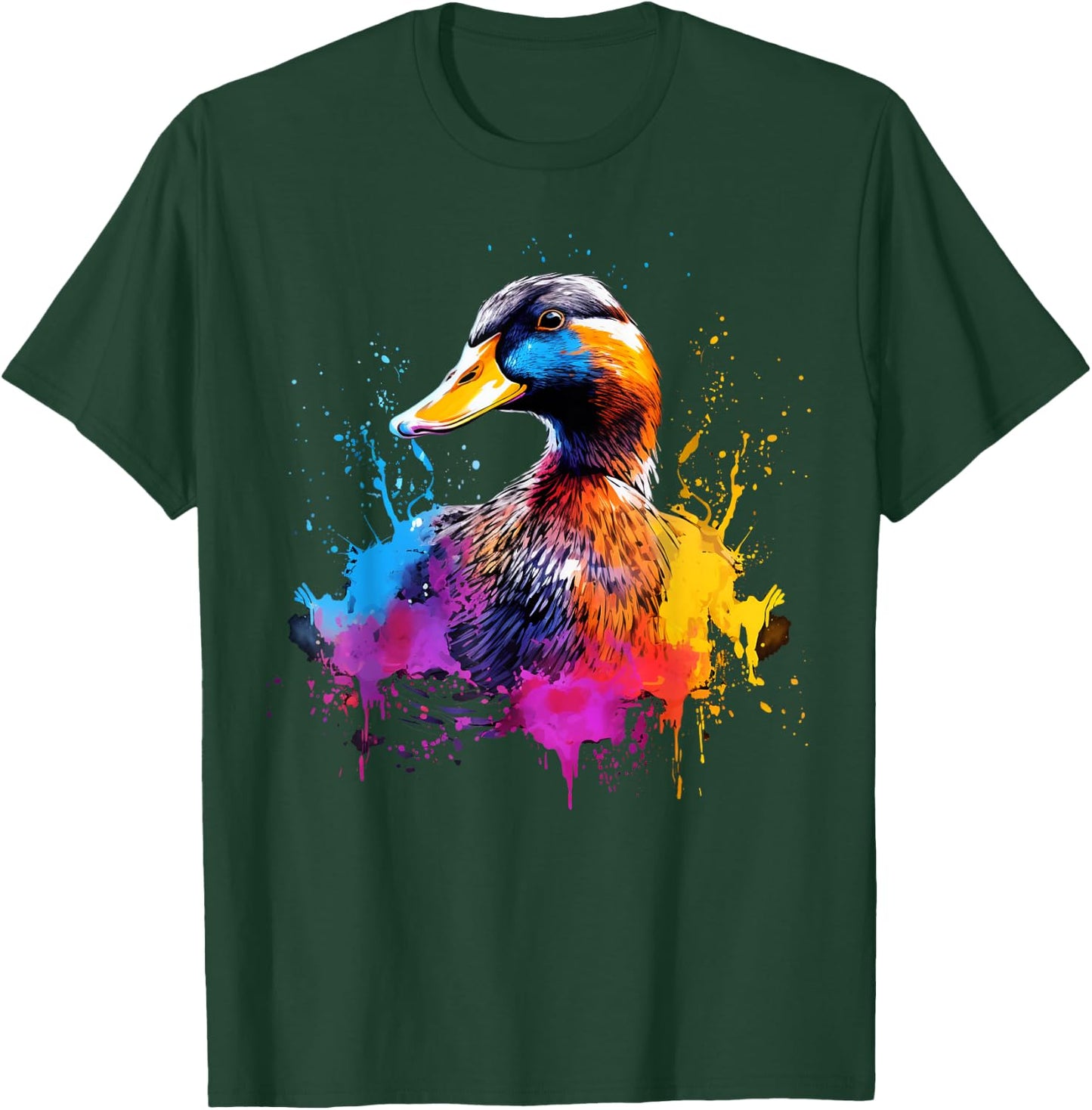 Cool Duck on colorful painted Duck T-Shirt - T-Shirt | Forest