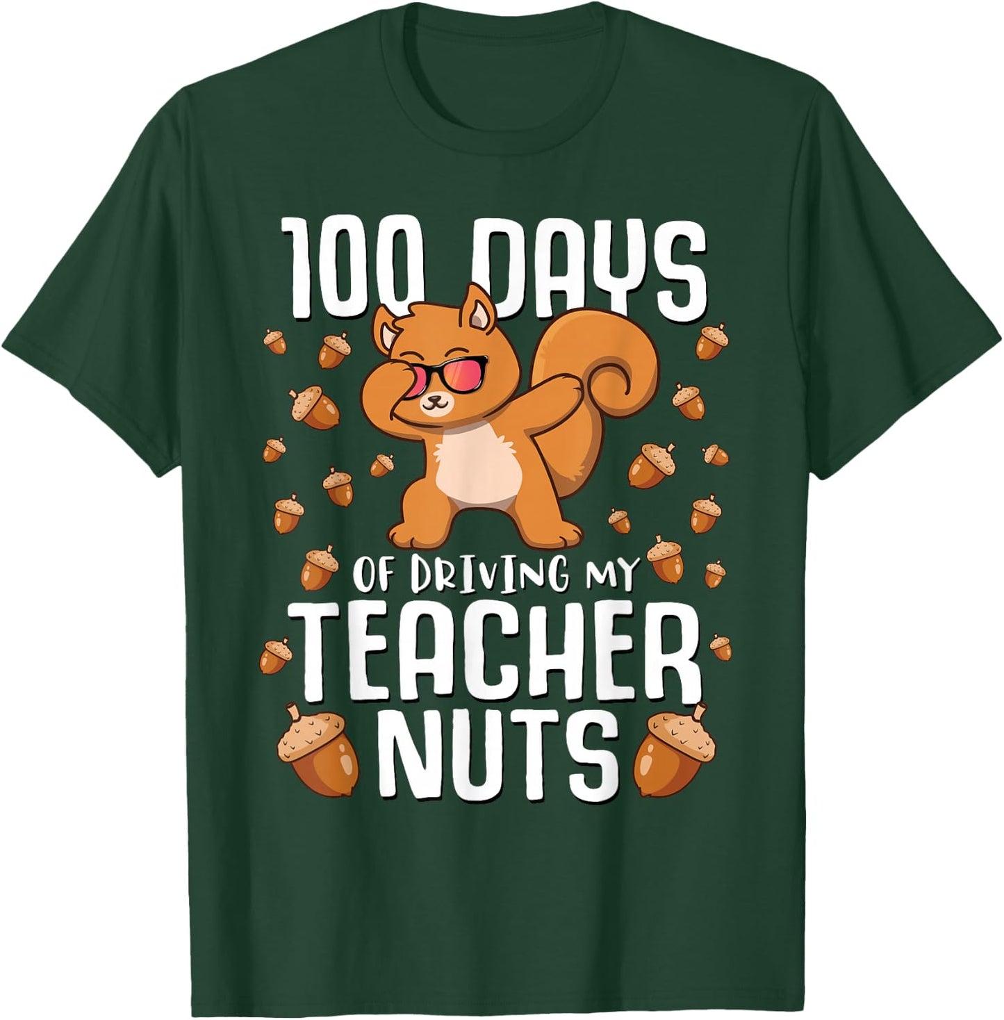 Boys 100 Days of Driving My Teacher Nuts Squirrel School T-Shirt - T-Shirt | Forest