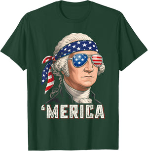 Merica 4th of July George Washington Patriotic Men Women T-Shirt - T-Shirt | Forest