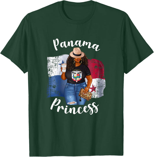 Panama Princess Loves Coffee Panamanian Afro Black Woman T-Shirt - T-Shirt | Forest