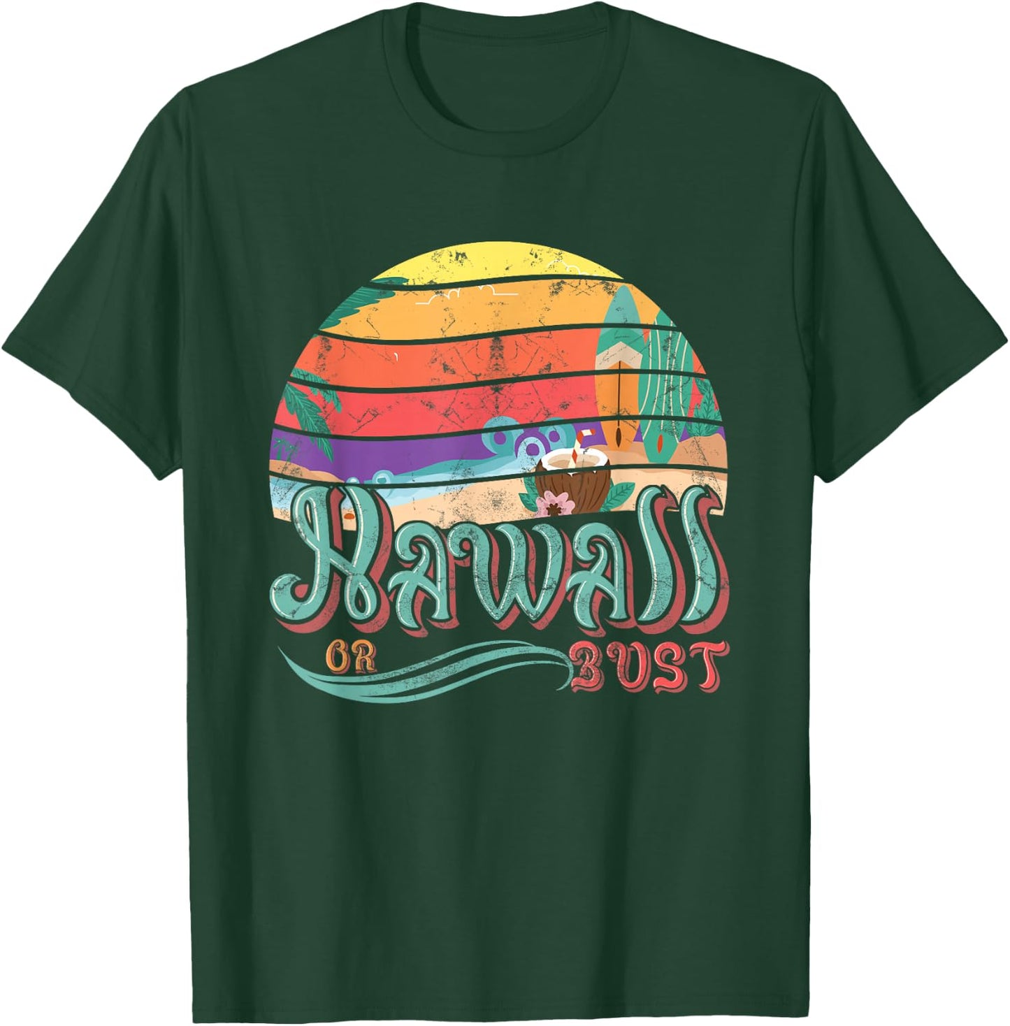 Hawaii Hawaiian Or Bust Family Summer Vacation T-Shirt - T-Shirt | Forest