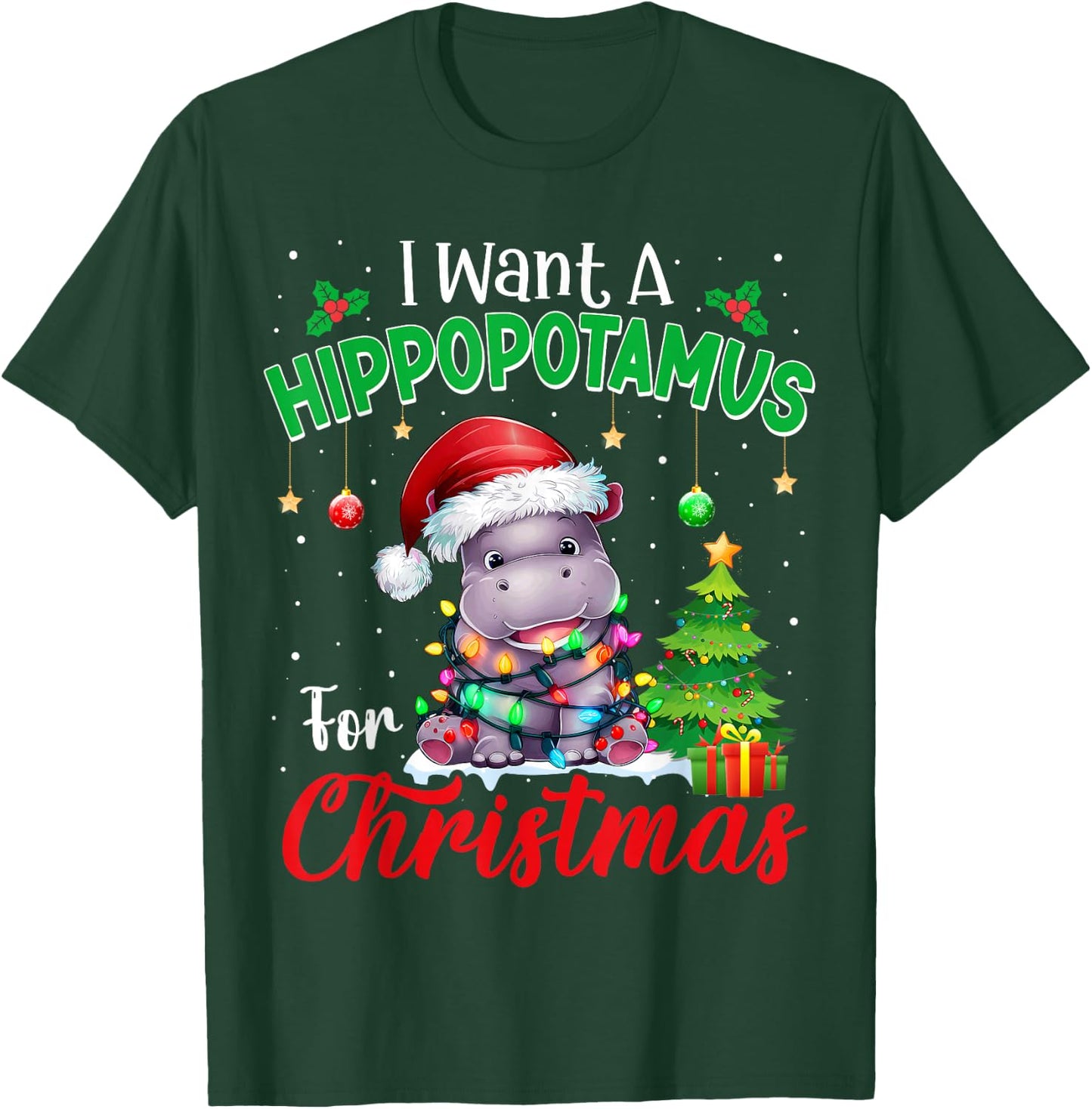 I Want A Hippopotamus For Christmas Pajama Xmas Kids Adults T-Shirt - T-Shirt | Forest