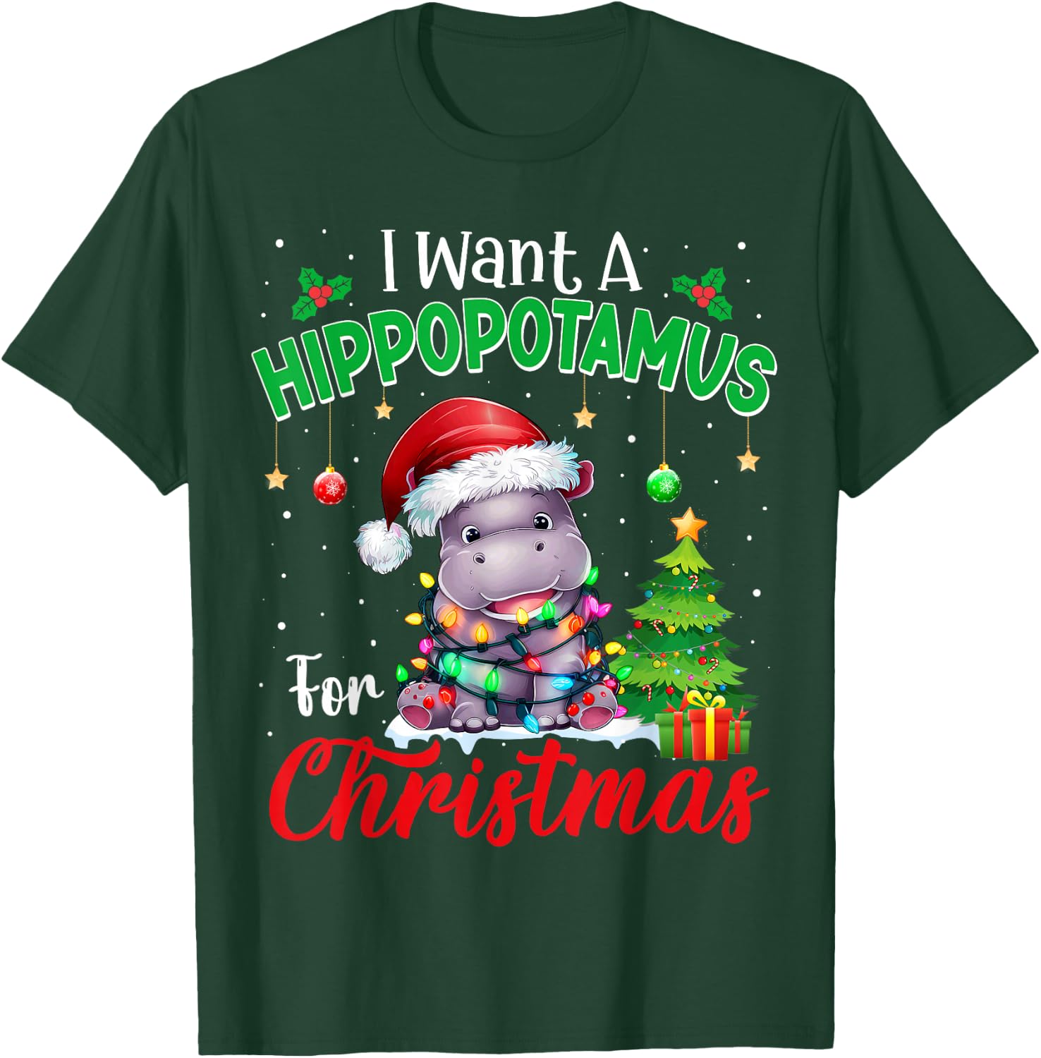 I Want A Hippopotamus For Christmas Pajama Xmas Kids Adults T-Shirt - T-Shirt | Forest