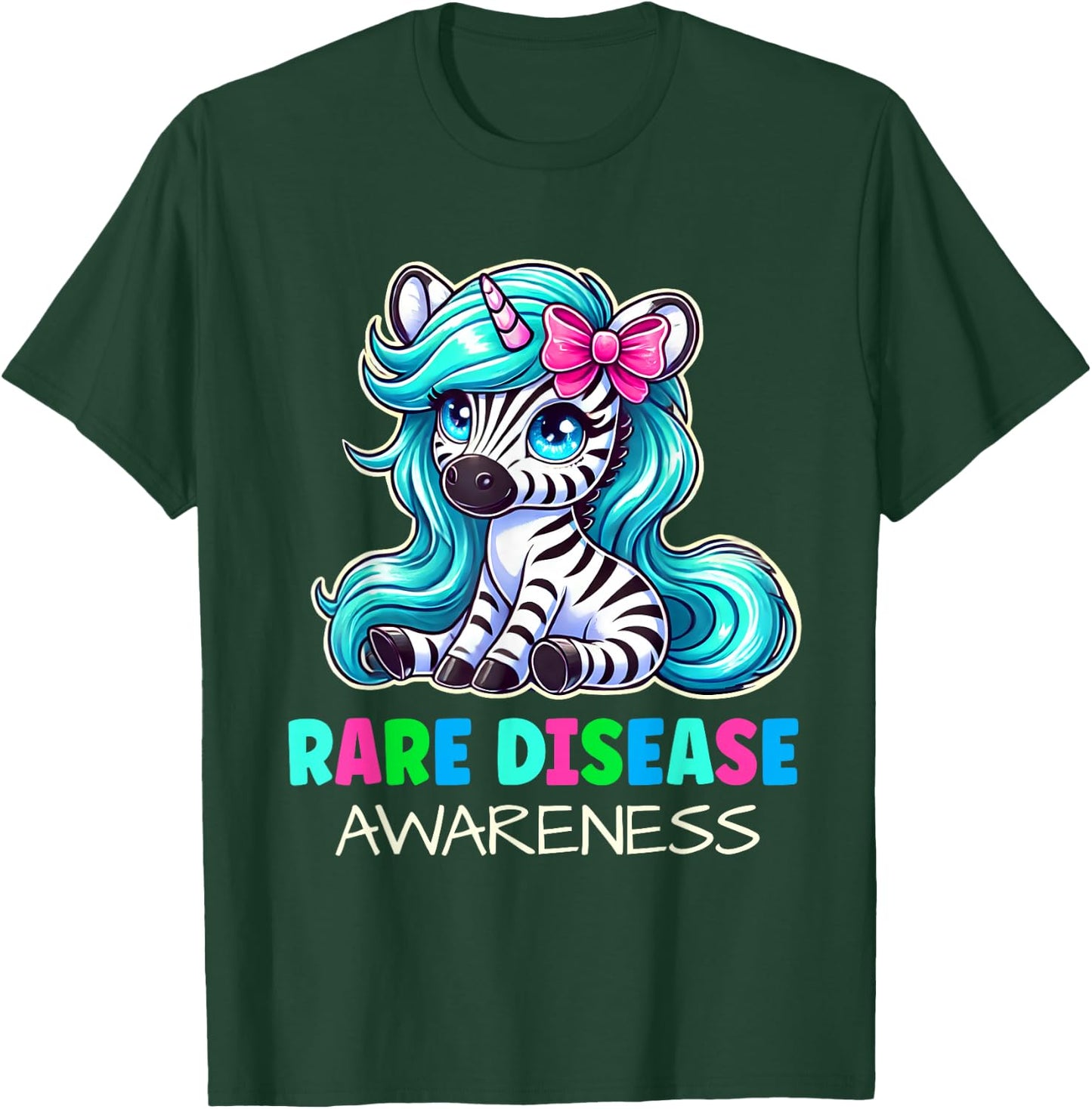 Rare Disease Awareness Zabra Ribbon Rare Disease Day Kids T-Shirt - T-Shirt | Forest