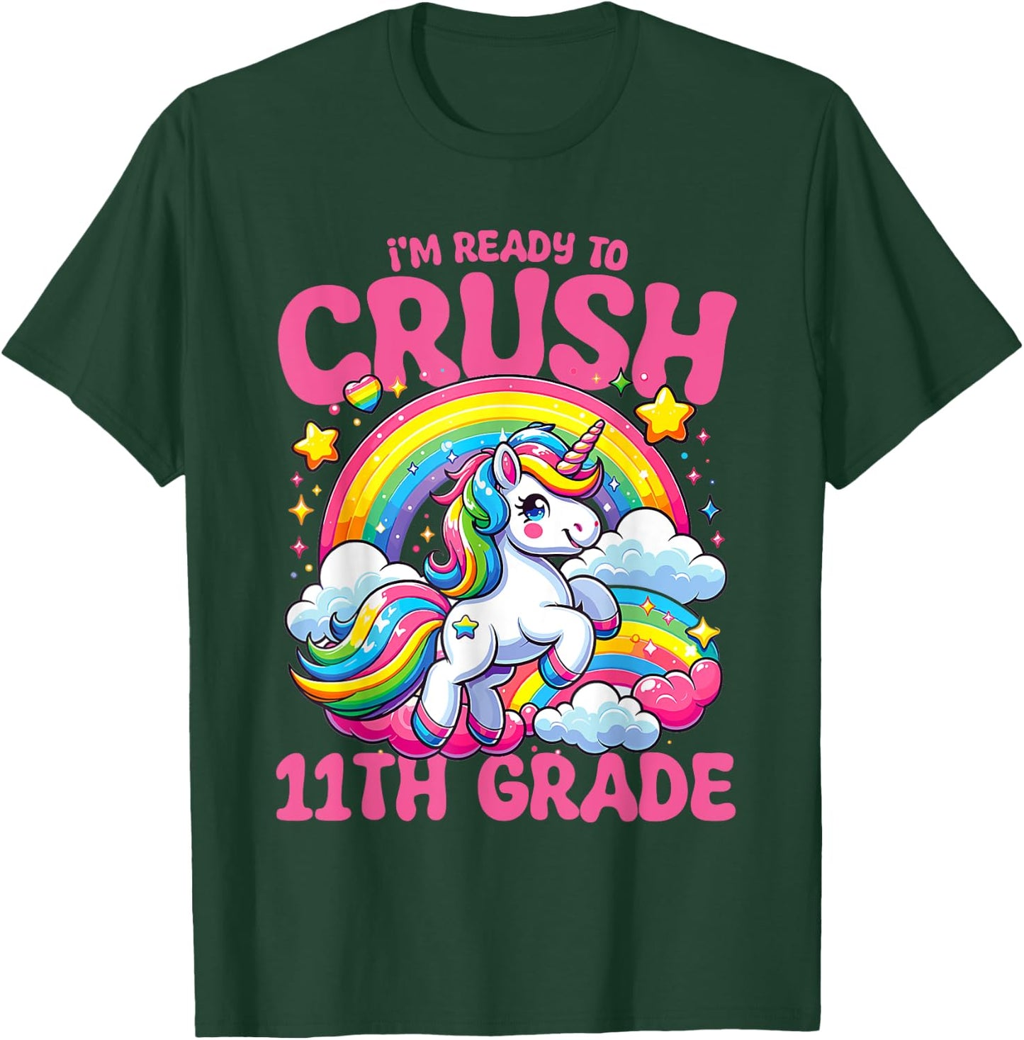 Crush 11th Grade Unicorn Girls Teacher Back to School T-Shirt - T-Shirt | Forest