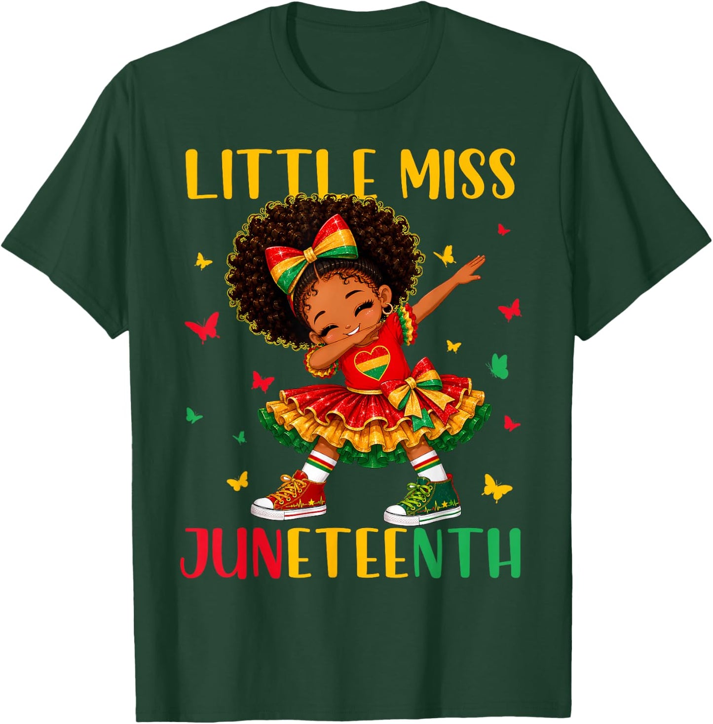 Cute Little Miss Juneteenth Black African Girl Kids Toddlers T-Shirt - T-Shirt | Forest