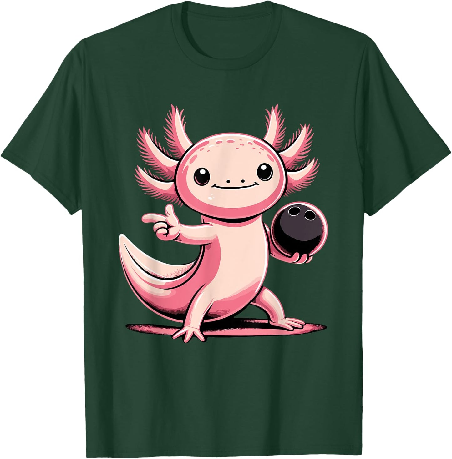 Funny Axolotl Bowling Player Bowler Bowl Sports T-Shirt - T-Shirt | Forest