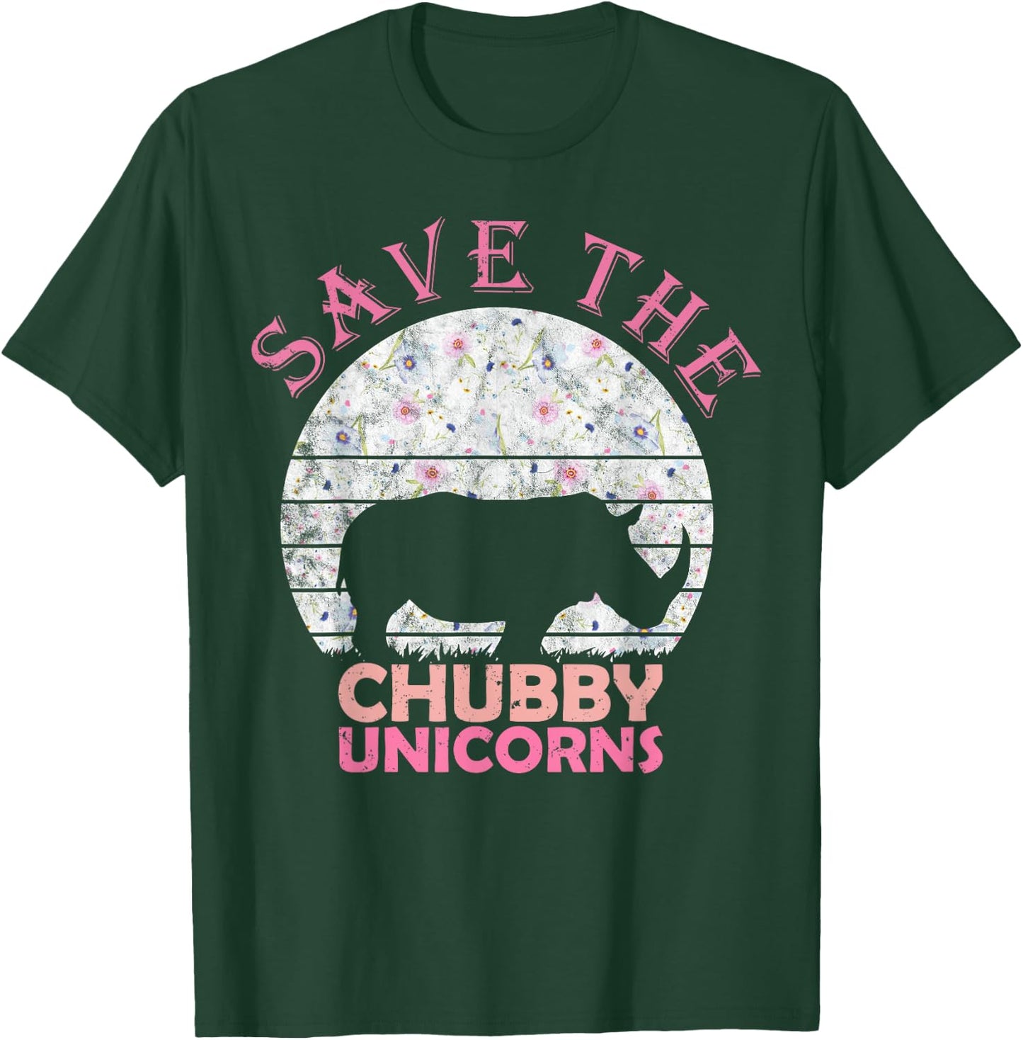 Floral Rhino Gift Girls Women - Save The Chubby Unicorns T-Shirt - T-Shirt | Forest