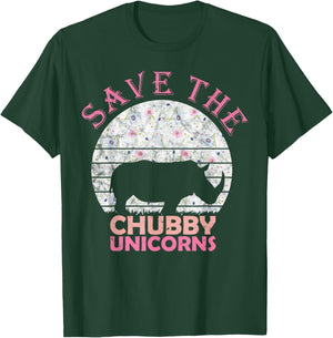 Floral Rhino Gift Girls Women - Save The Chubby Unicorns T-Shirt - T-Shirt | Forest