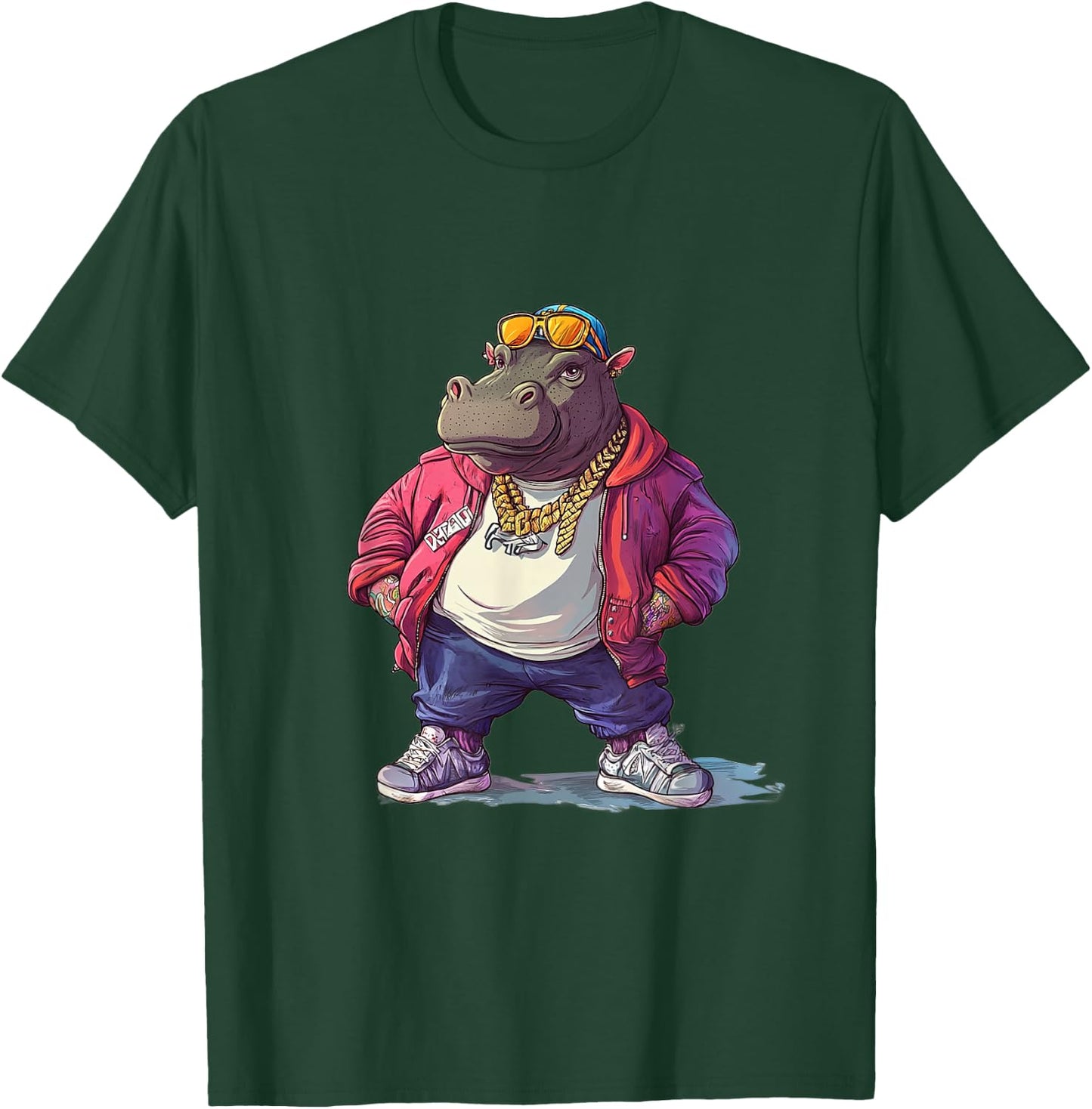 Dastardly Duds Designs -Adults Hip-Hop Cartoon , Black, Small T-Shirt - T-Shirt | Forest