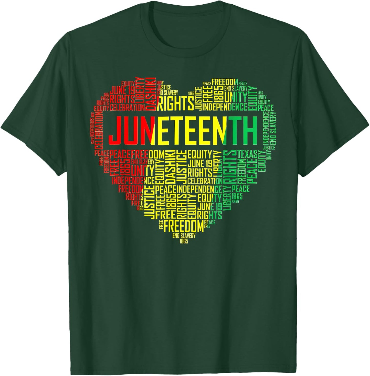 Juneteenth Heart Black Pride Freedom Day 1865 June 19th T-Shirt - T-Shirt | Forest