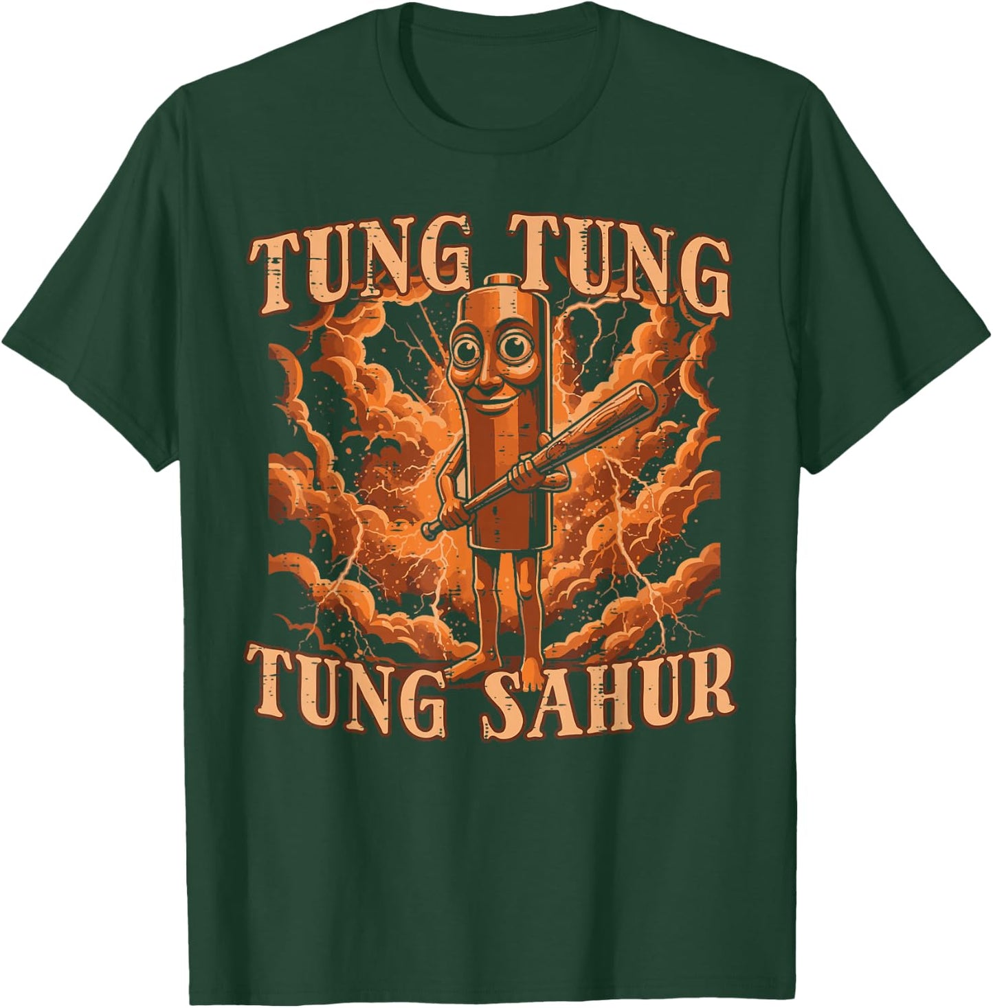Tung Tung Sahur Baseball Bat Lightning Meme Boys Kids Youth T-Shirt - T-Shirt | Forest