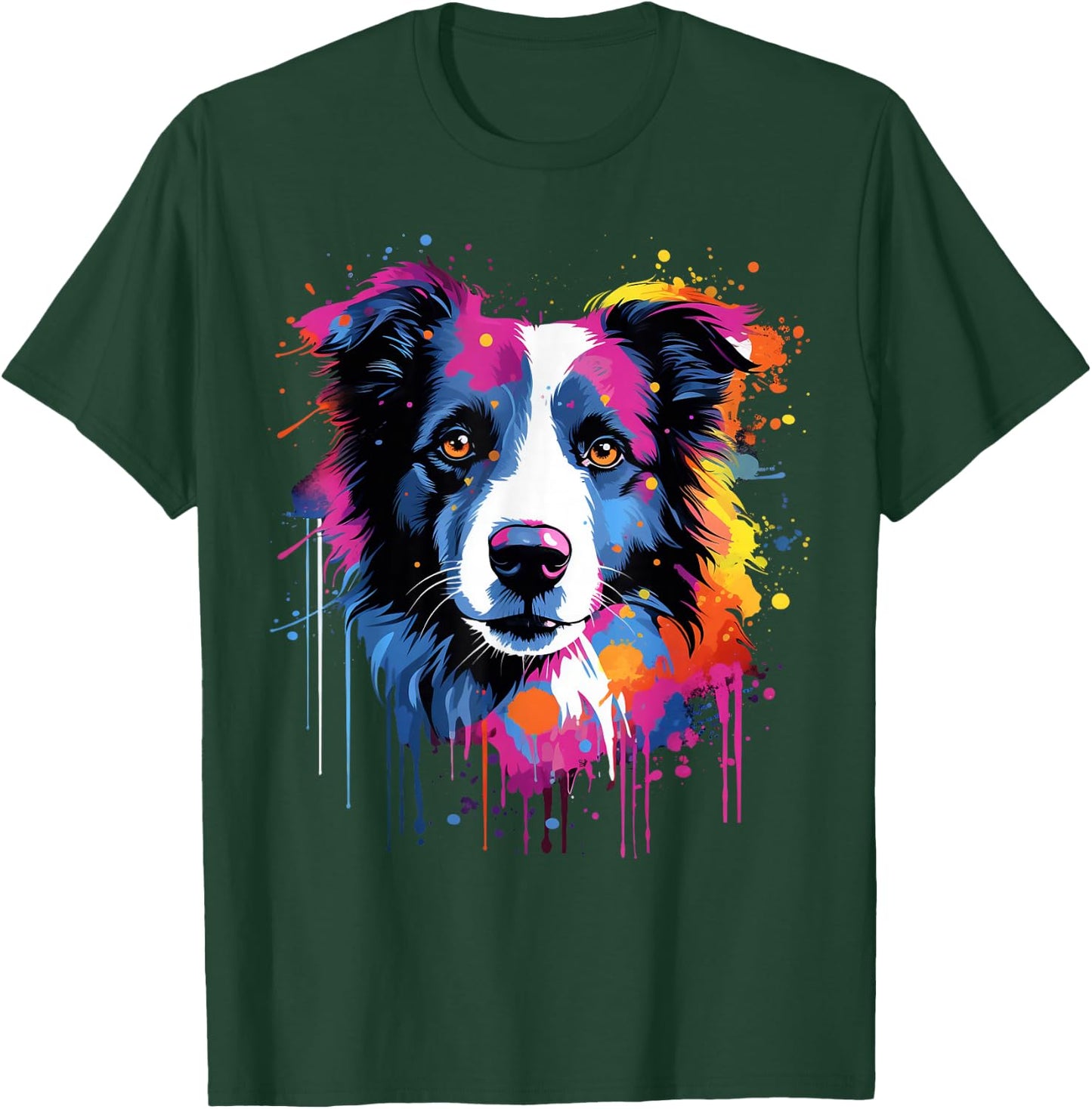Niedlicher Border Collie Hund auf bemaltem Border Collie T-Shirt - T-Shirt | Forest