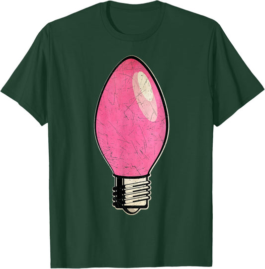 Vintage Pink Christmas Tree Light Bulb T-Shirt - T-Shirt | Forest
