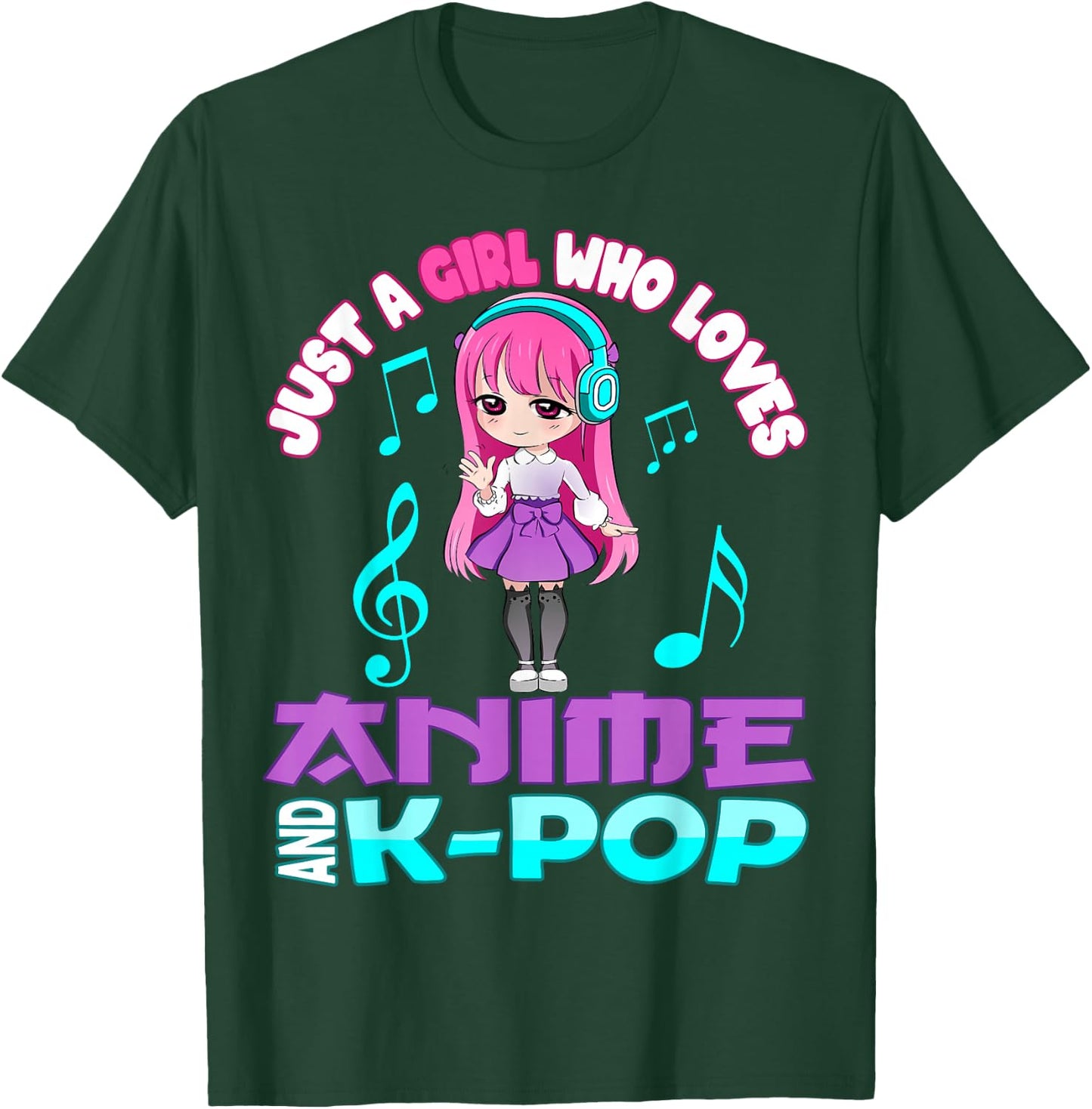 Just a Girl who loves Anime and K-pop Chibi Merch KPOP Otaku T-Shirt - T-Shirt | Forest