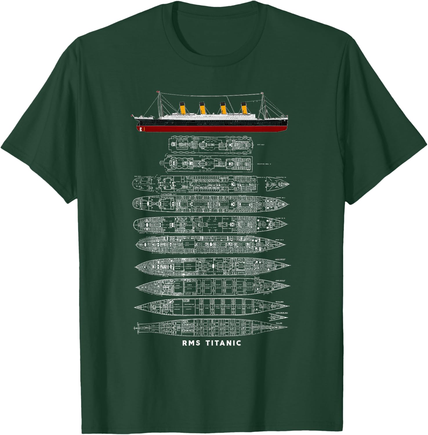 Titanic 1912 Sinking Ship Vintage Collection - Erwachsene , Schwarz, S, Kurzarm, Retro, Vintage, Collectible, Themed, 1912 T-Shirt - T-Shirt | Forest