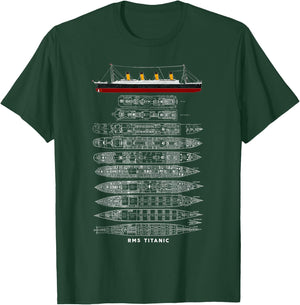 Titanic 1912 Sinking Ship Vintage Collection - Erwachsene , Schwarz, S, Kurzarm, Retro, Vintage, Collectible, Themed, 1912 T-Shirt - T-Shirt | Forest
