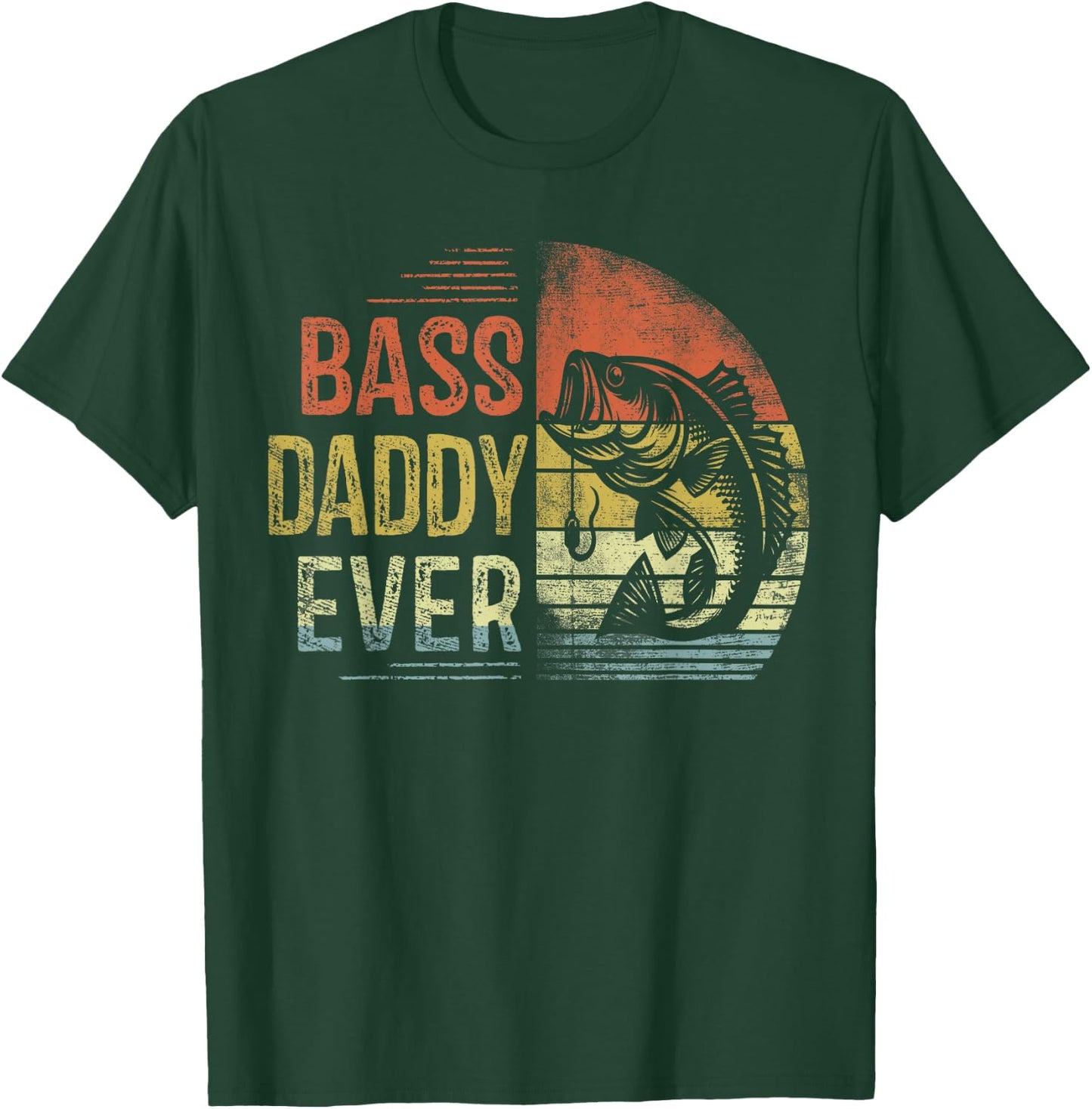 Bass Daddy Ever Fishing Gifts Daddy Birthday Vintage T-Shirt - T-Shirt | Forest