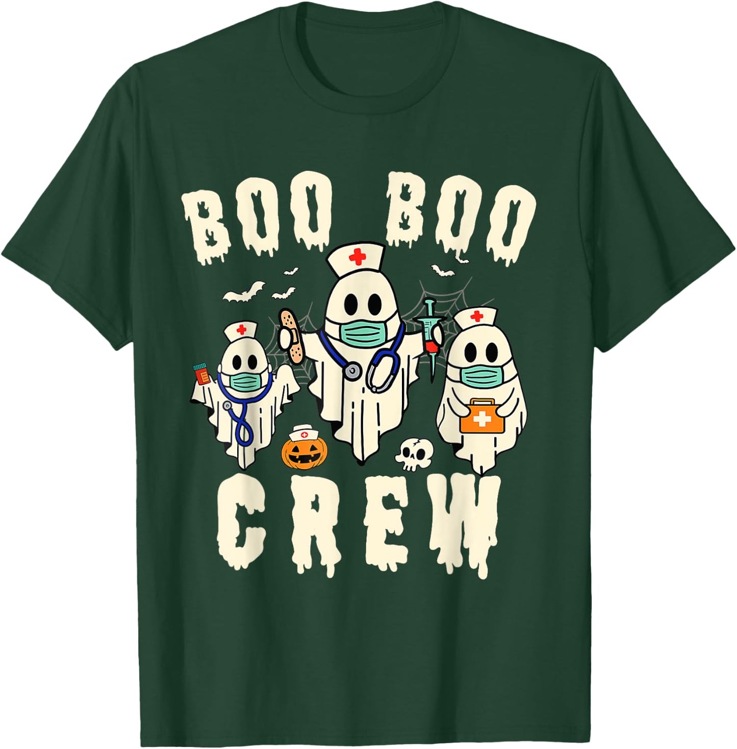 Boo Boo Crew Ghost Halloween Paramedic Nurse RN ER NICU LPN T-Shirt - T-Shirt | Forest