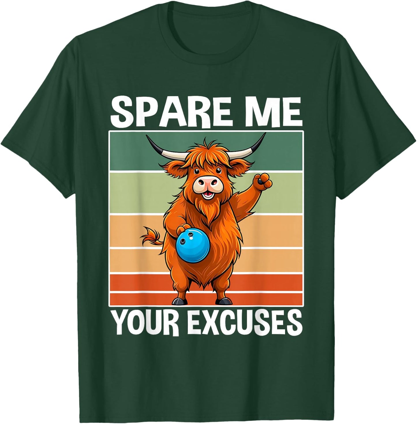 Cow Bowling Crew Bowler No Exuces Animal Bowling T-Shirt - T-Shirt | Forest