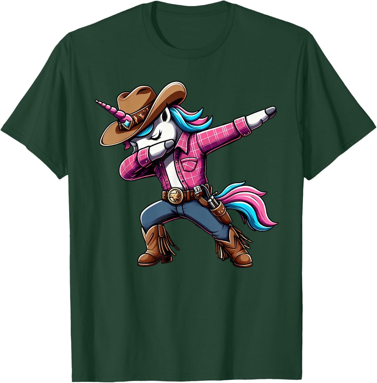 Halloween Dabbing Cute Cowboy Unicorn Apparel for Kids Boys T-Shirt - T-Shirt | Forest