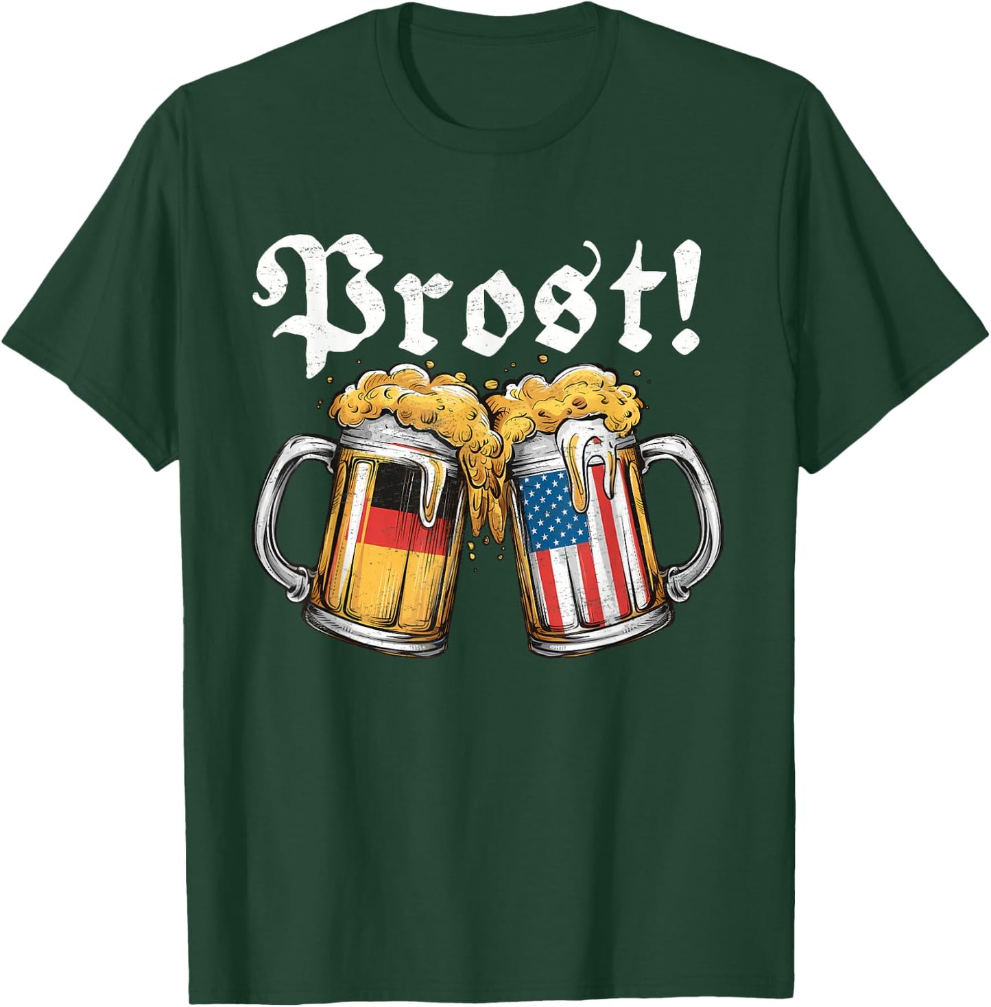 Prost Beer German American Flag T shirt Oktoberfest Men Mug T-Shirt - T-Shirt | Forest