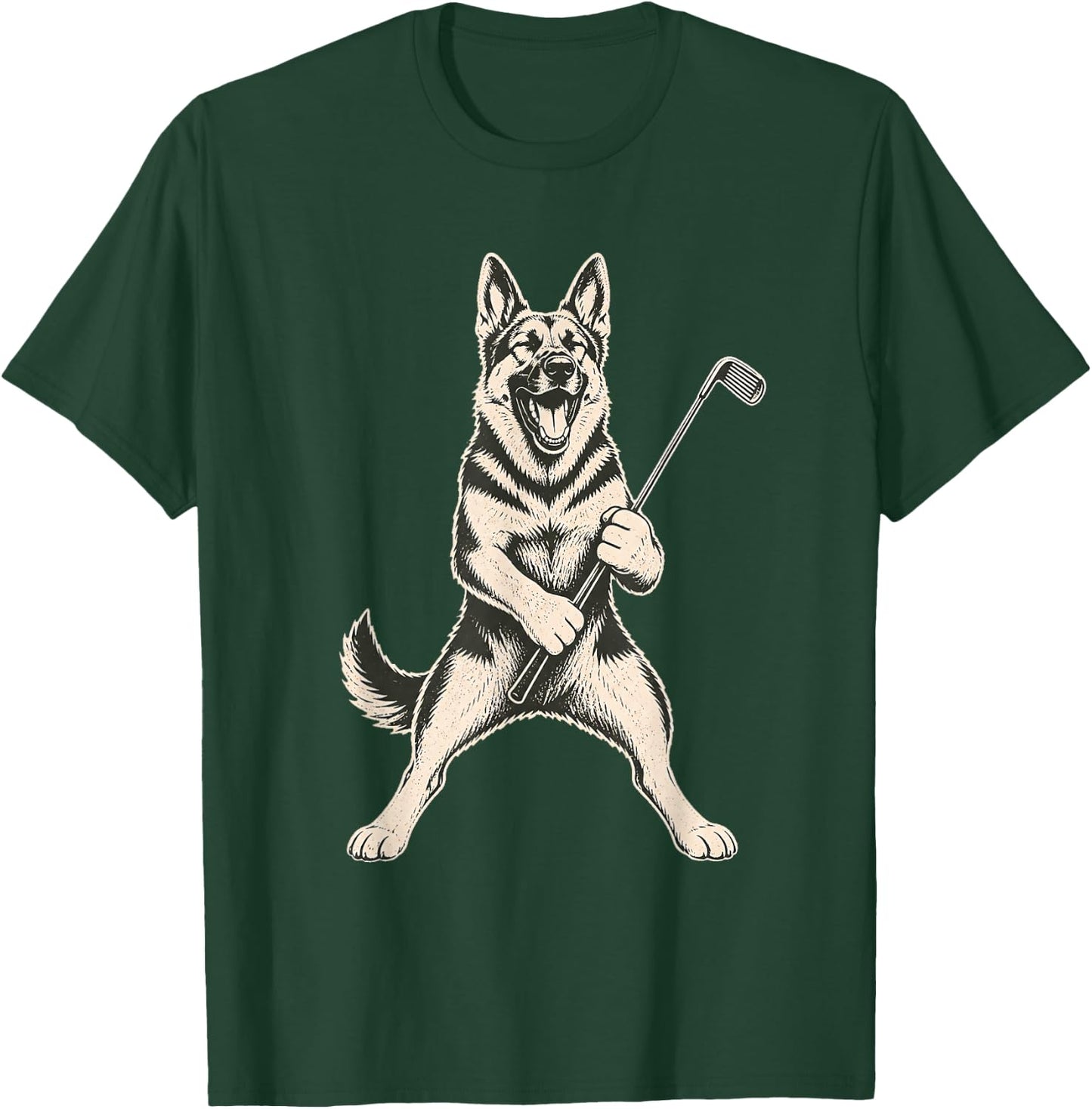 German Shepherd Golf Sports Vintage Dog Lover T-Shirt - T-Shirt | Forest