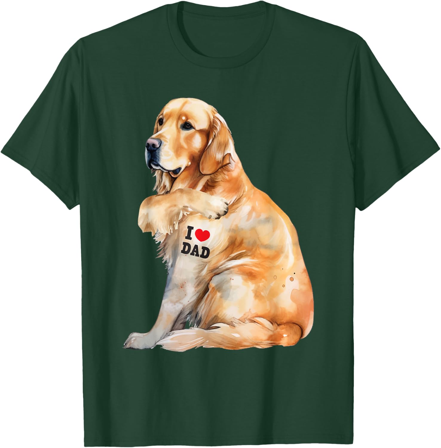 I Love Dad - Patriotic Golden Retriever Canine Dog Lover Kids Men T-Shirt - T-Shirt | Forest