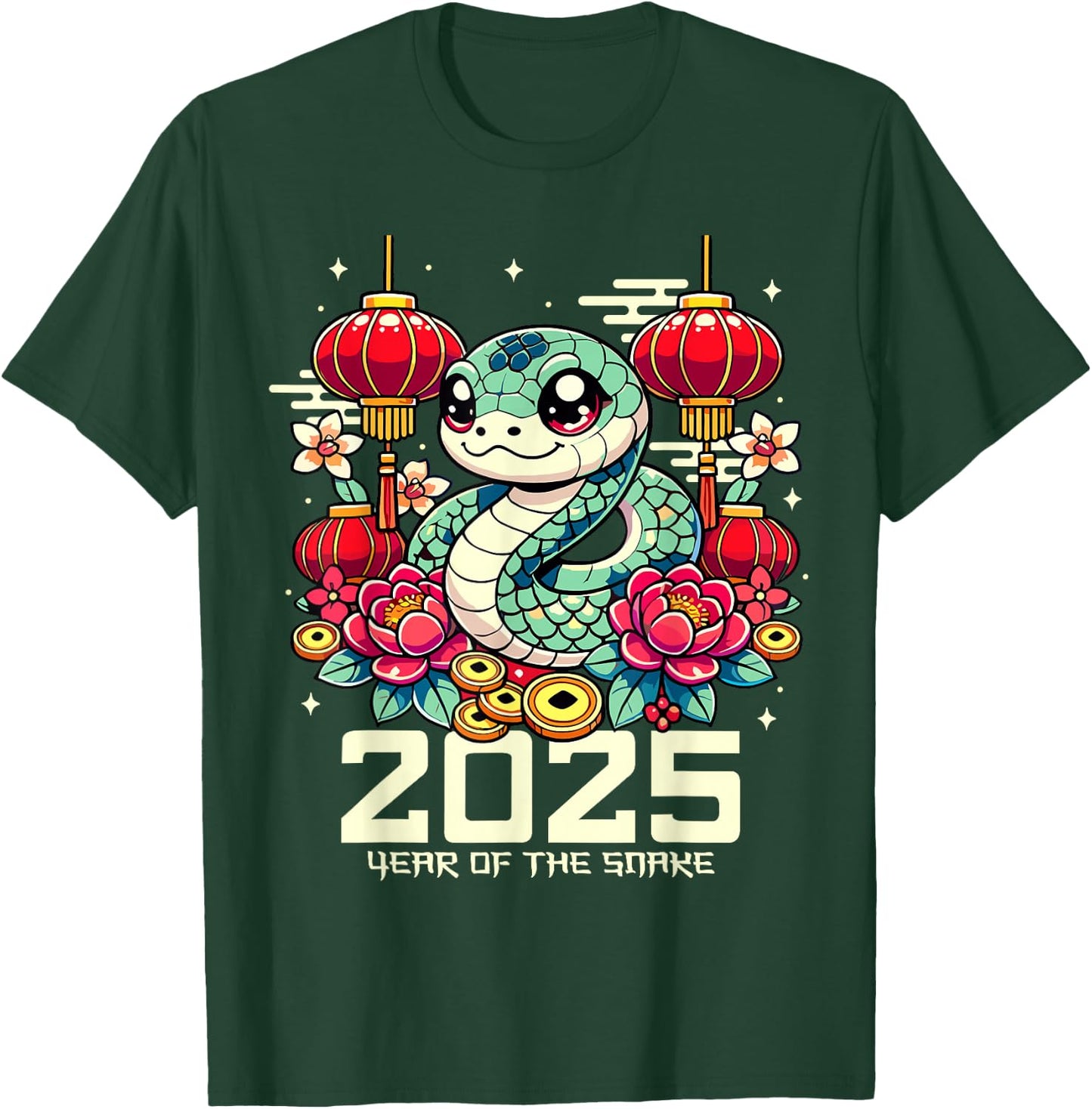 Cute Happy Chinese New Year of the Snake 2025 Lunar Zodiac T-Shirt - T-Shirt | Forest