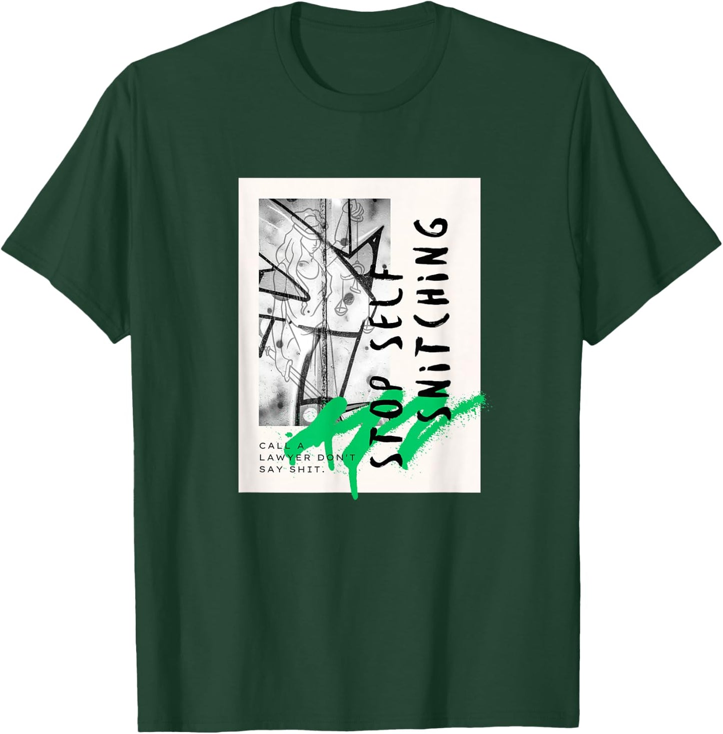 Stop Self Snitching Modern Art Remain Silent Know YourRights T-Shirt - T-Shirt | Forest
