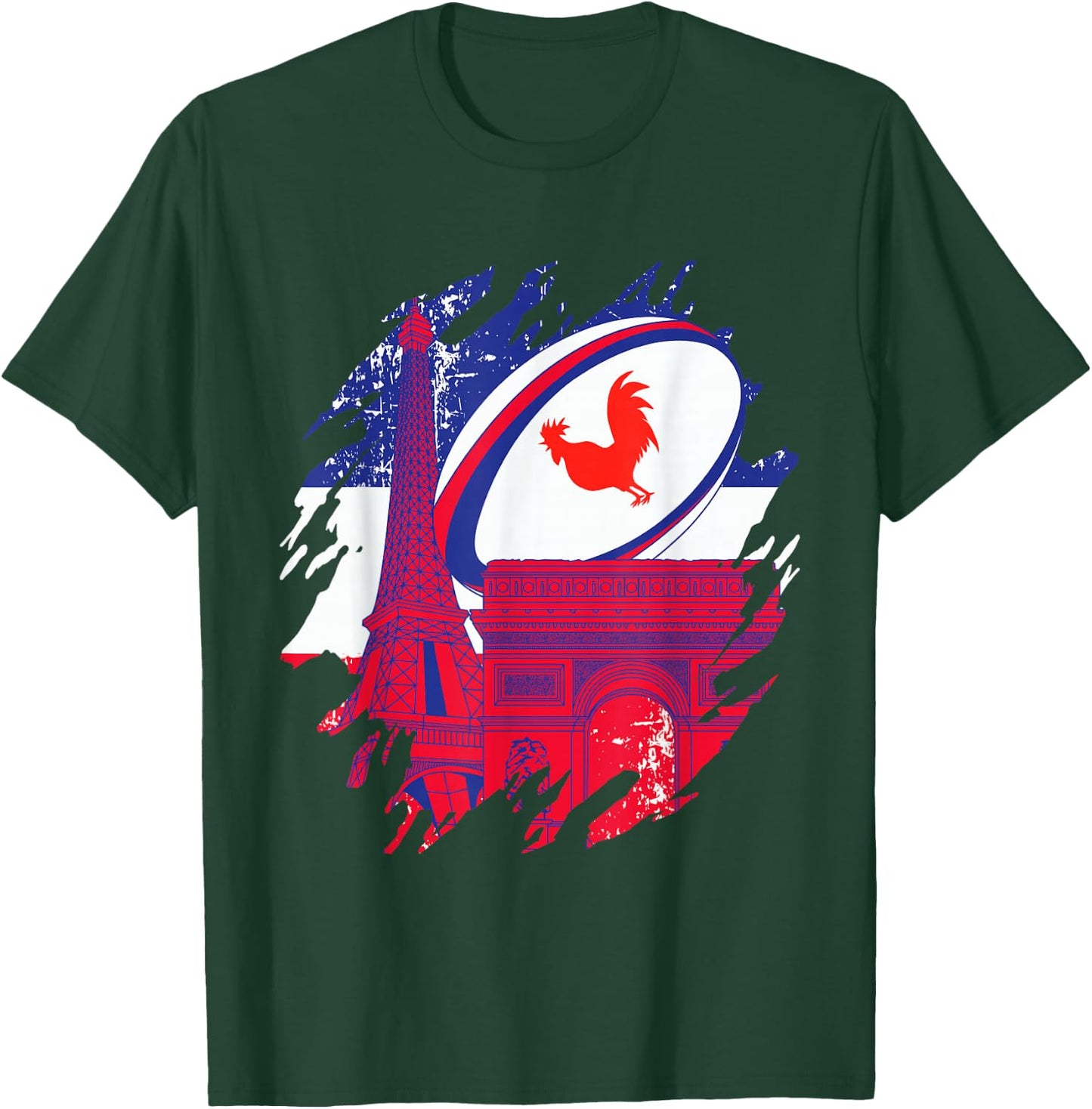 Rugby Shirt Player Child Man Flag Rooster Men Women , Black, S T-Shirt - T-Shirt | Forest