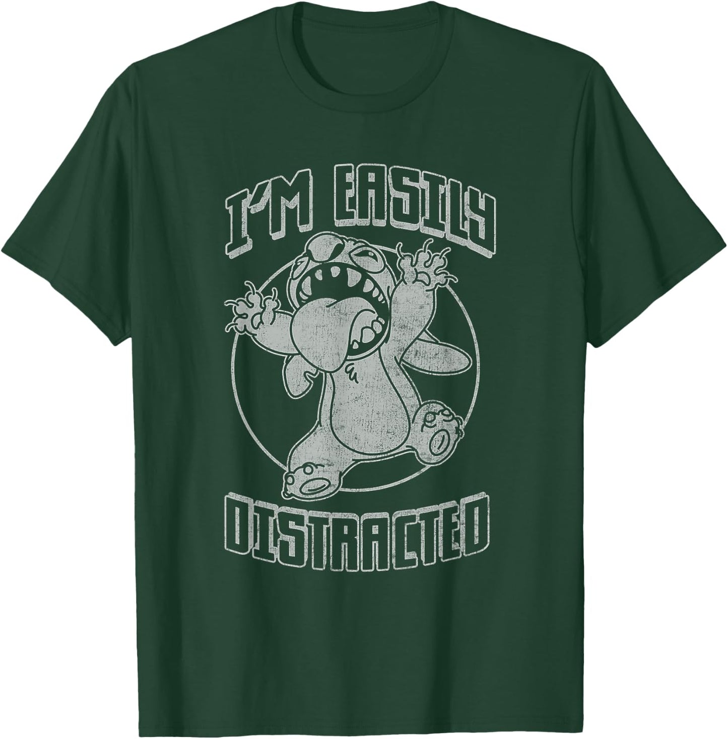 Disney Lilo & Stitch I'm Easily Distracted Vintage Stitch T-Shirt - T-Shirt | Forest