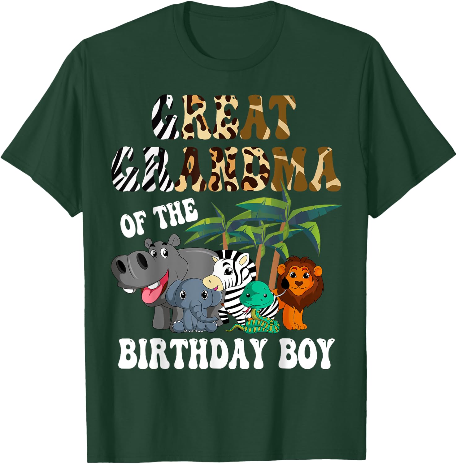 Great Grandma of the Birthday Boy Zoo Safari Celebration T-Shirt - T-Shirt | Forest