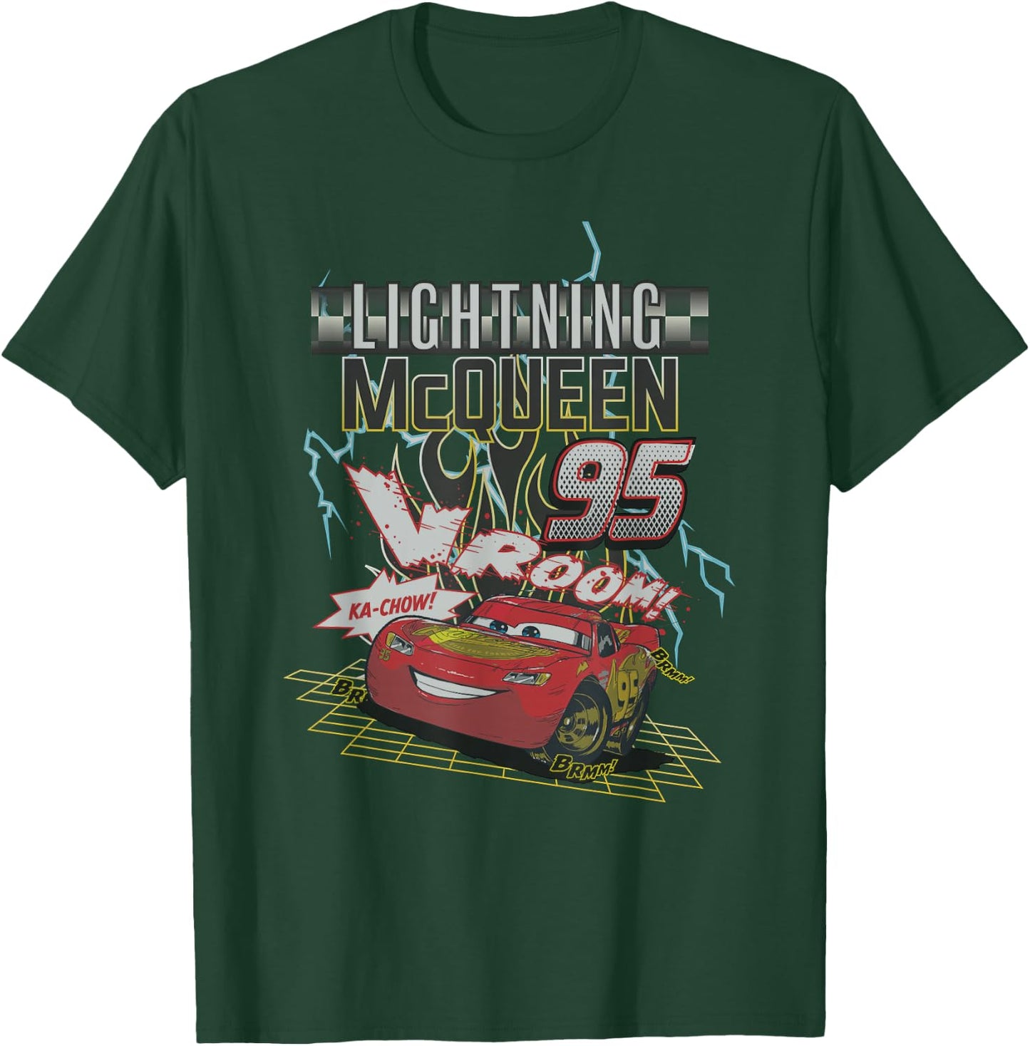 Disney Pixar Cars 2 Lighting Mc Queen 95 Distressed Portrait T-Shirt - T-Shirt | Forest
