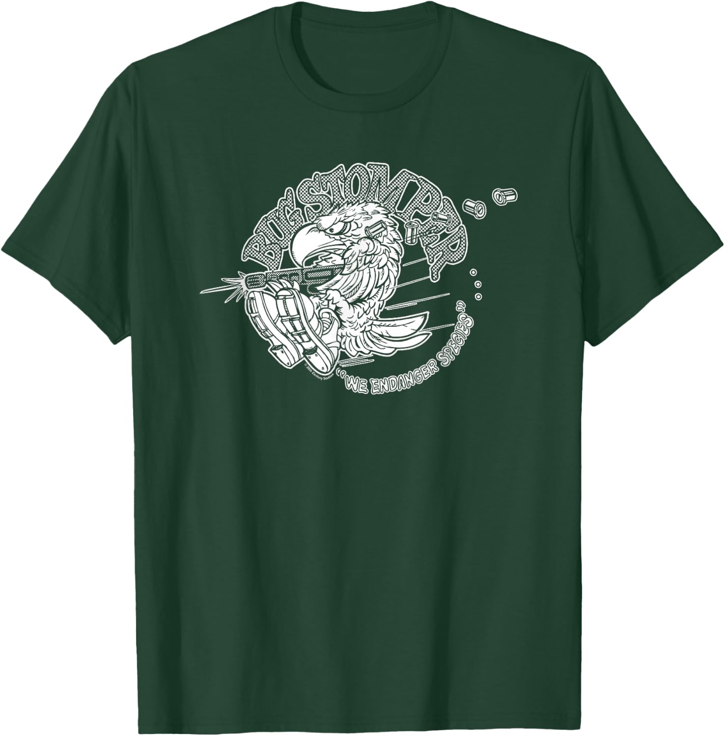 Aliens Bug Stomper We Endanger Species Big Chest Text Logo T-Shirt - T-Shirt | Forest