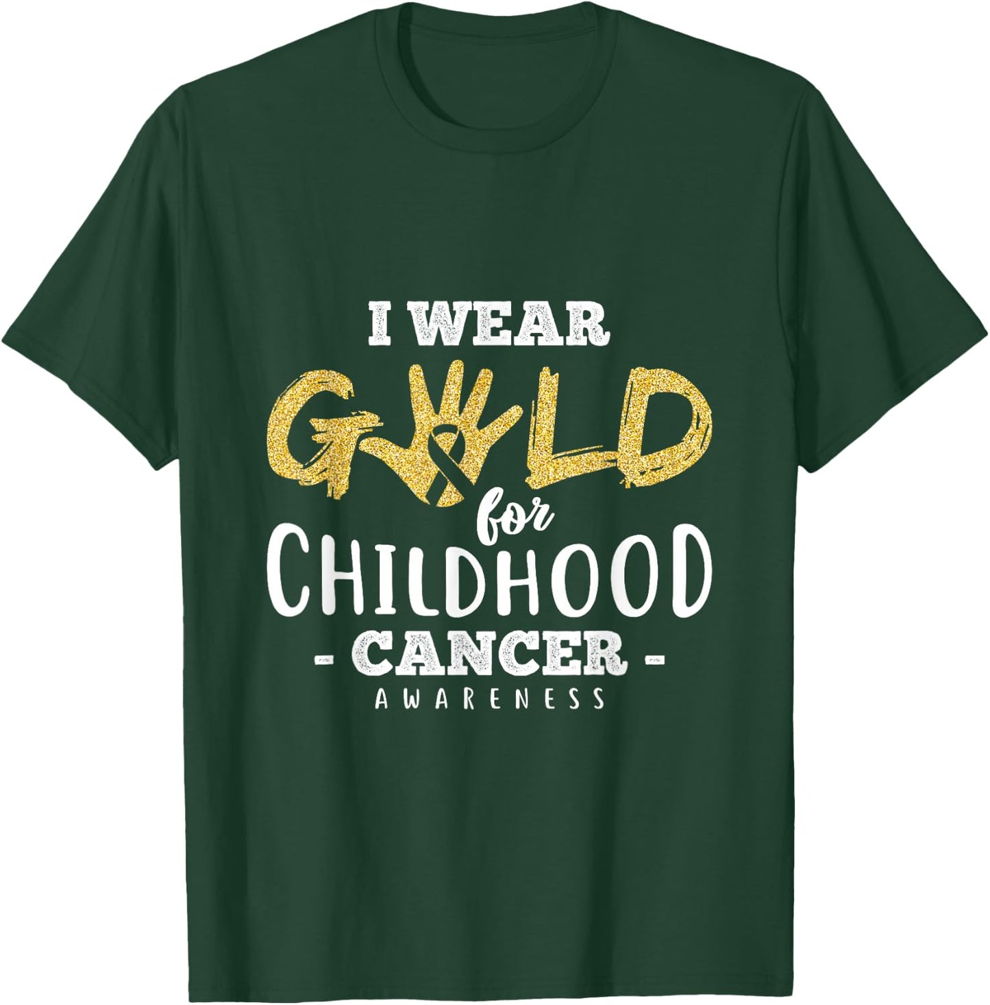 Childhood Cancer Survivor I Wear Gold Awareness Gift Ribbon T-Shirt - T-Shirt | Forest