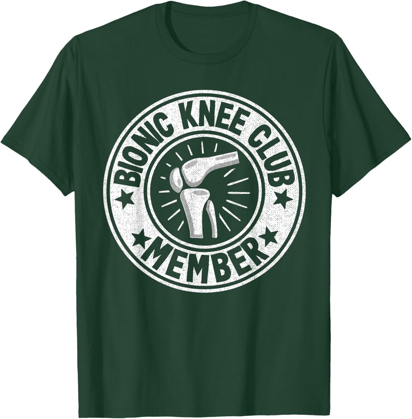Bionic Knee Club Member Logo Surgery Funny Knee Replacement T-Shirt - T-Shirt | Forest