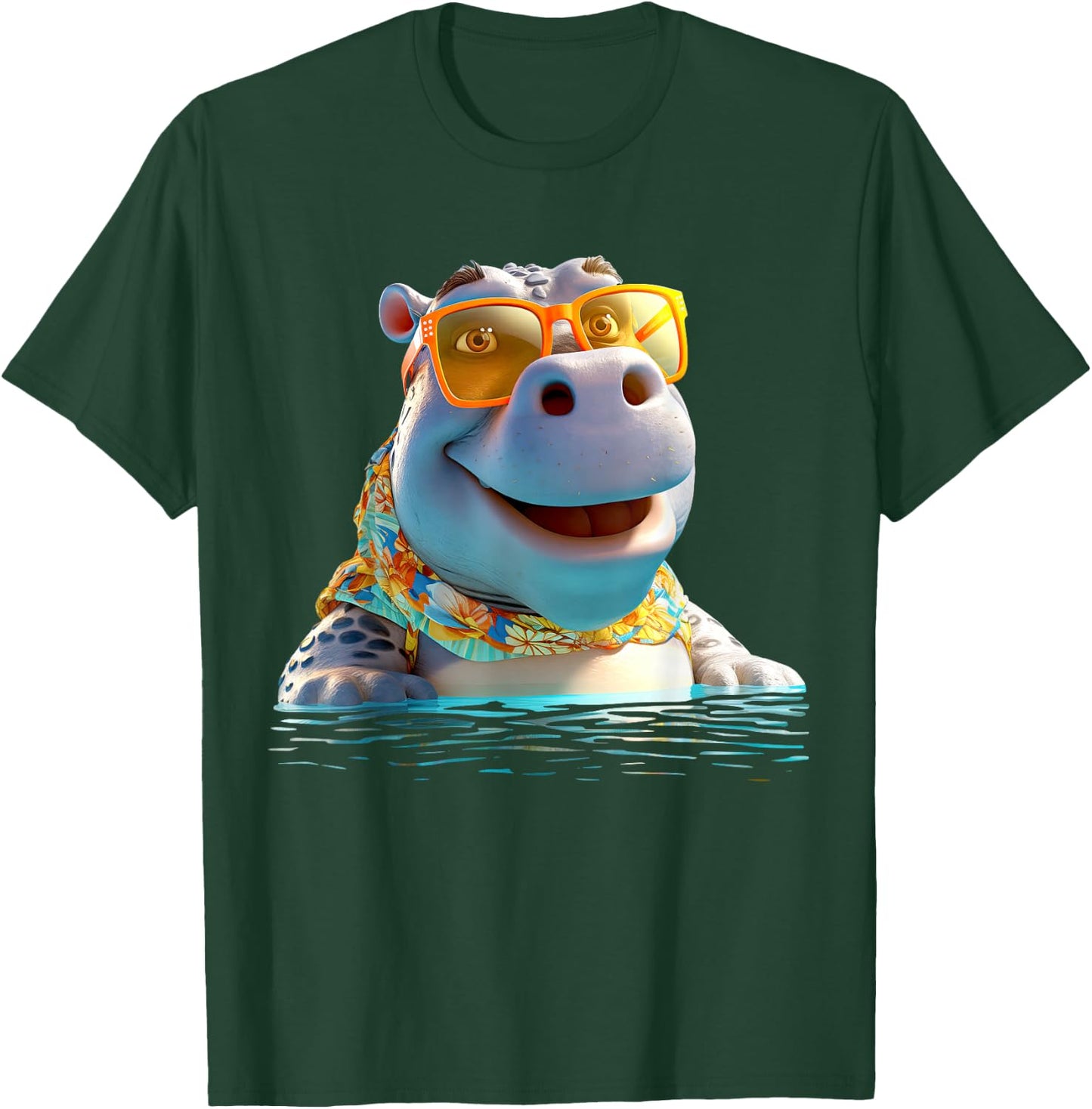 Nilpferd mit Sonnenbrille Hippo Flusspferd Süße Nilpferde T-Shirt - T-Shirt | Forest