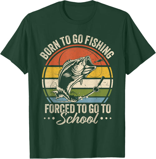 Funny Teen Boys Fishing Born To Go Fishing Forced School