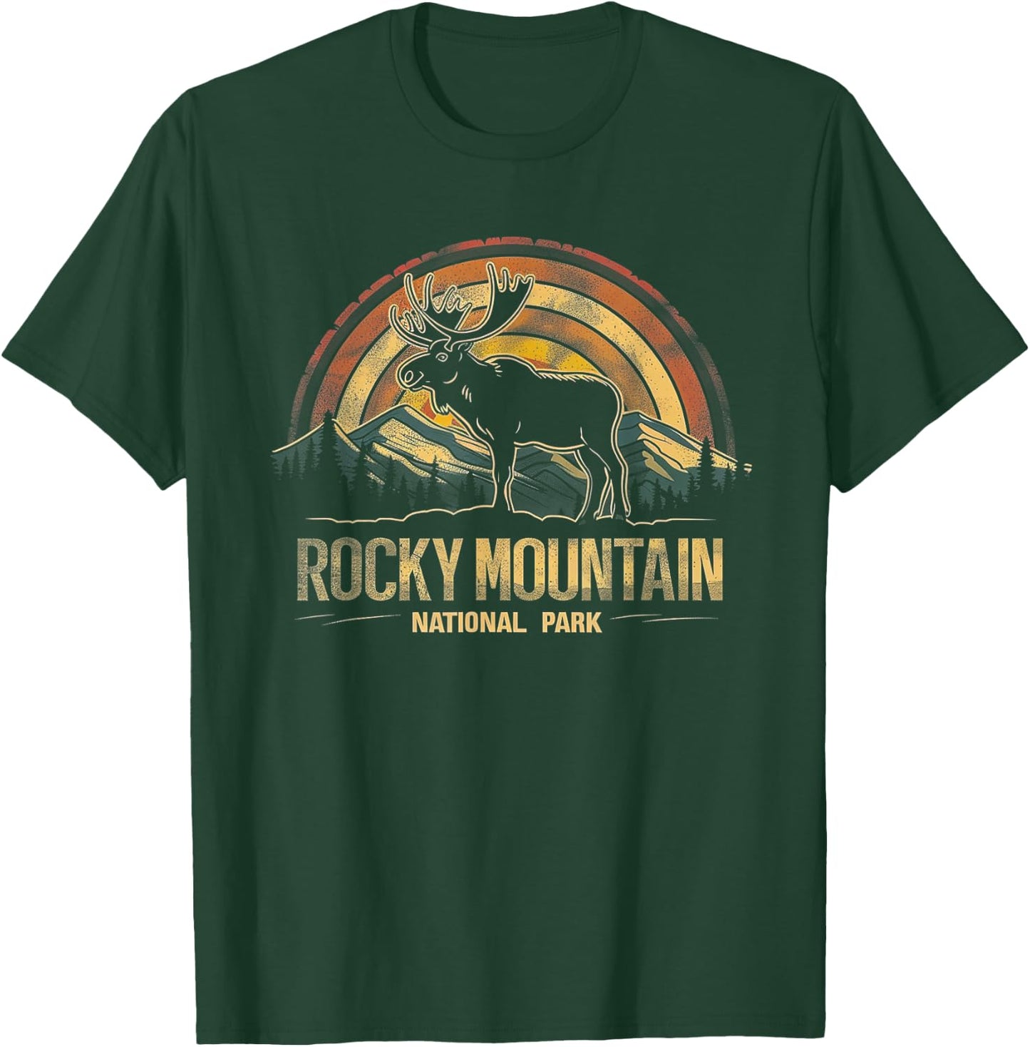 Rocky Mountain US National Park Vintage Men Women Kids Retro T-Shirt - T-Shirt | Forest