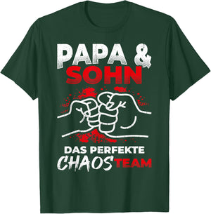 with German Text "Papa & Sohn Das Perfekte Chaos Team" [German Language], black T-Shirt - T-Shirt | Forest