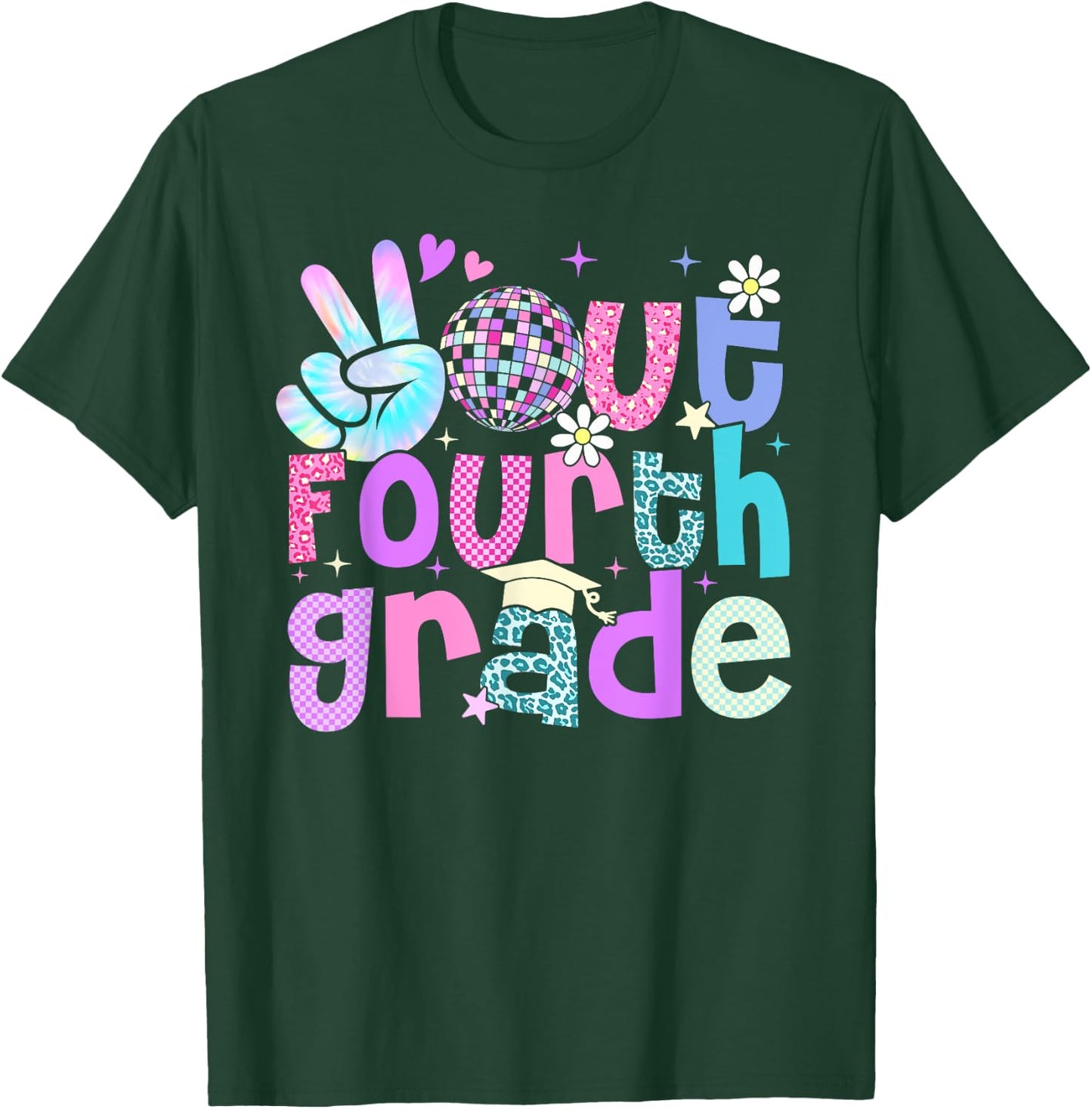 Peace Out Fourth Grade Last Day Of 4th Grade Leopard T-Shirt - T-Shirt | Forest