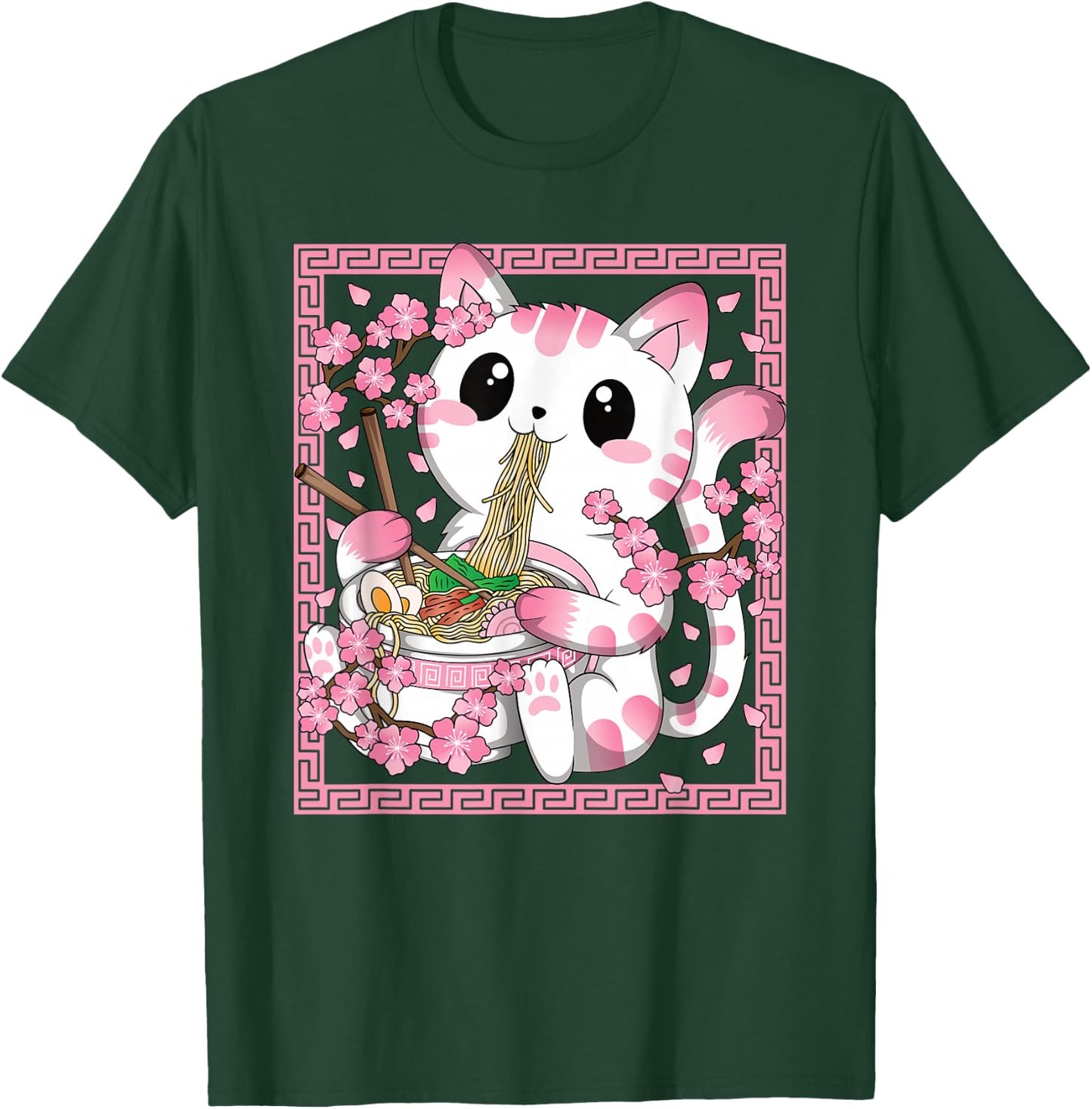 Japanische Anime Katze Ramen Nudeln Manga Kawaii Mädchen T-Shirt - T-Shirt | Forest
