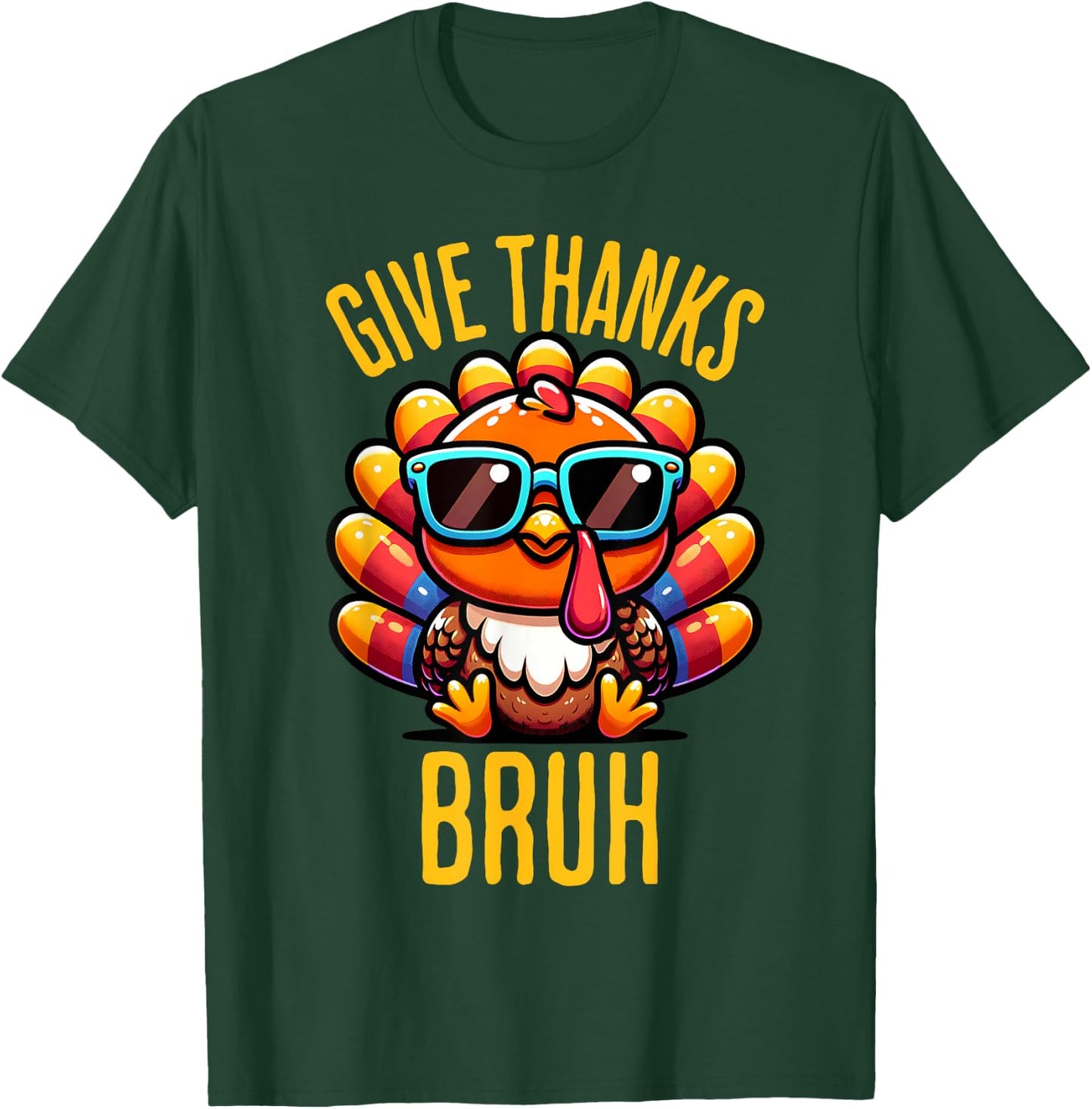 Give Thanks Bruh Meme Funny Thanksgiving Boys Kids Men T-Shirt - T-Shirt | Forest