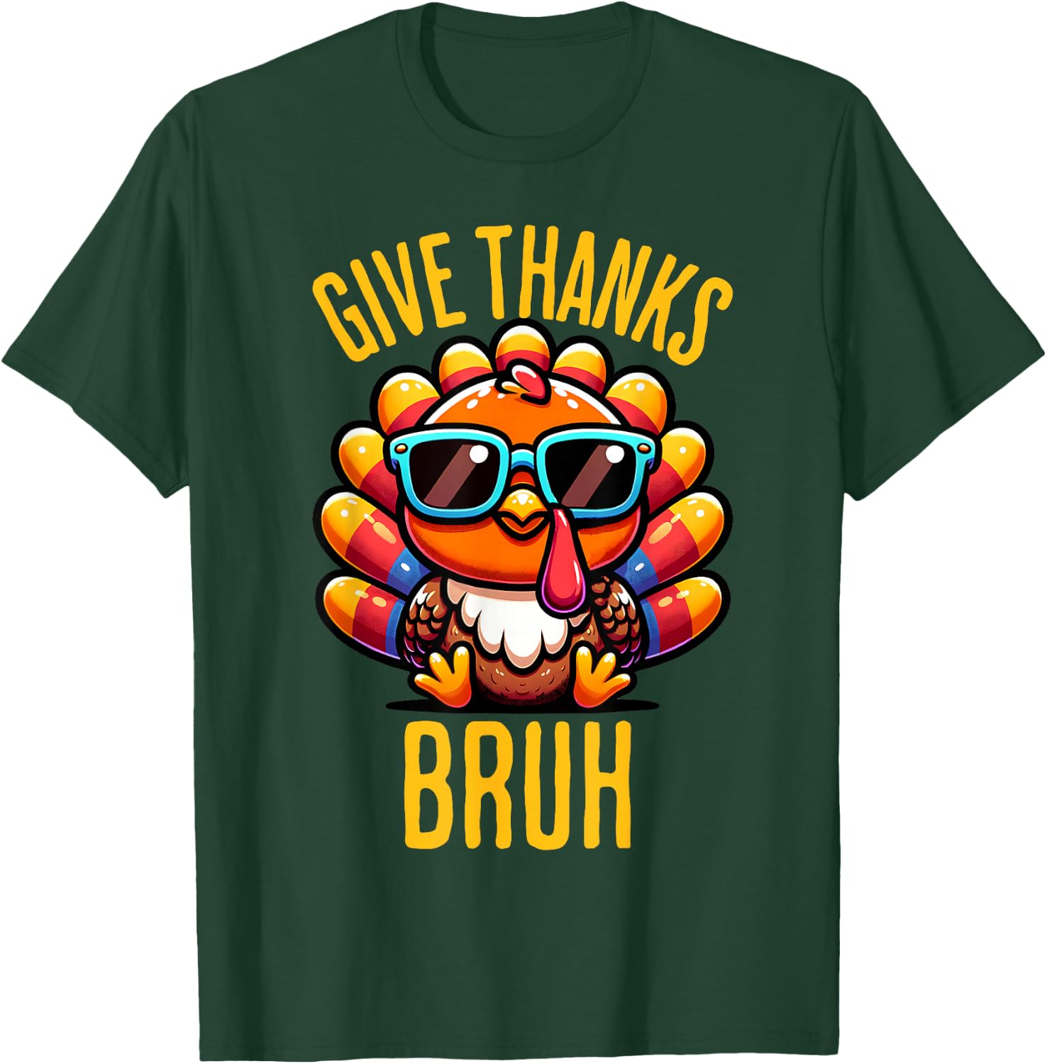 Give Thanks Bruh Meme Funny Thanksgiving Boys Kids Men T-Shirt - T-Shirt | Forest