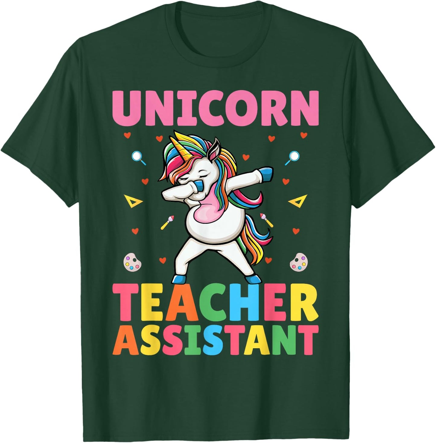 Dabbing Unicorn Teacher Assistant - Funny Teaching Aide T-Shirt - T-Shirt | Forest