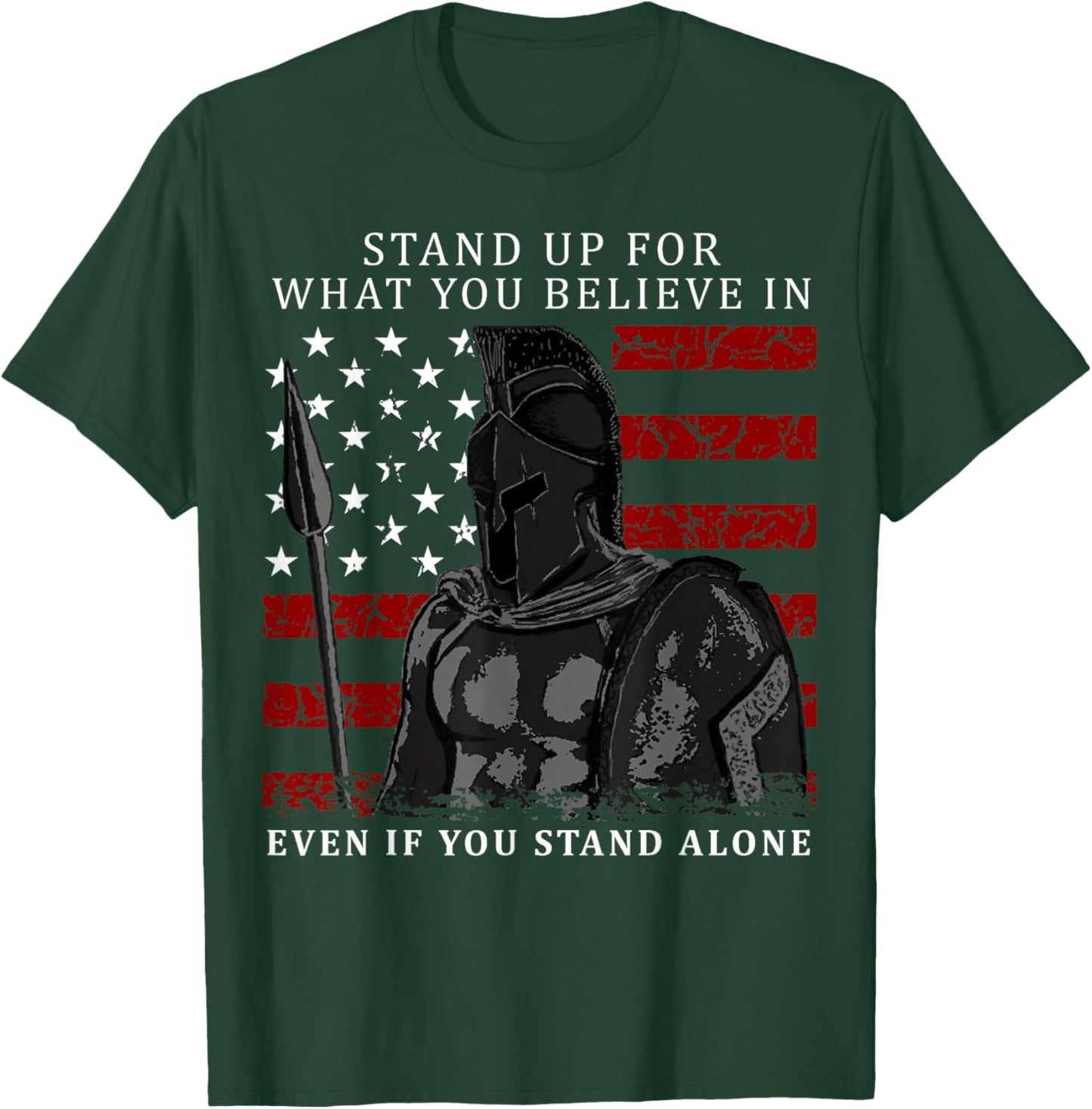 Spartan Warrior American Flag T-Shirt - T-Shirt | Forest