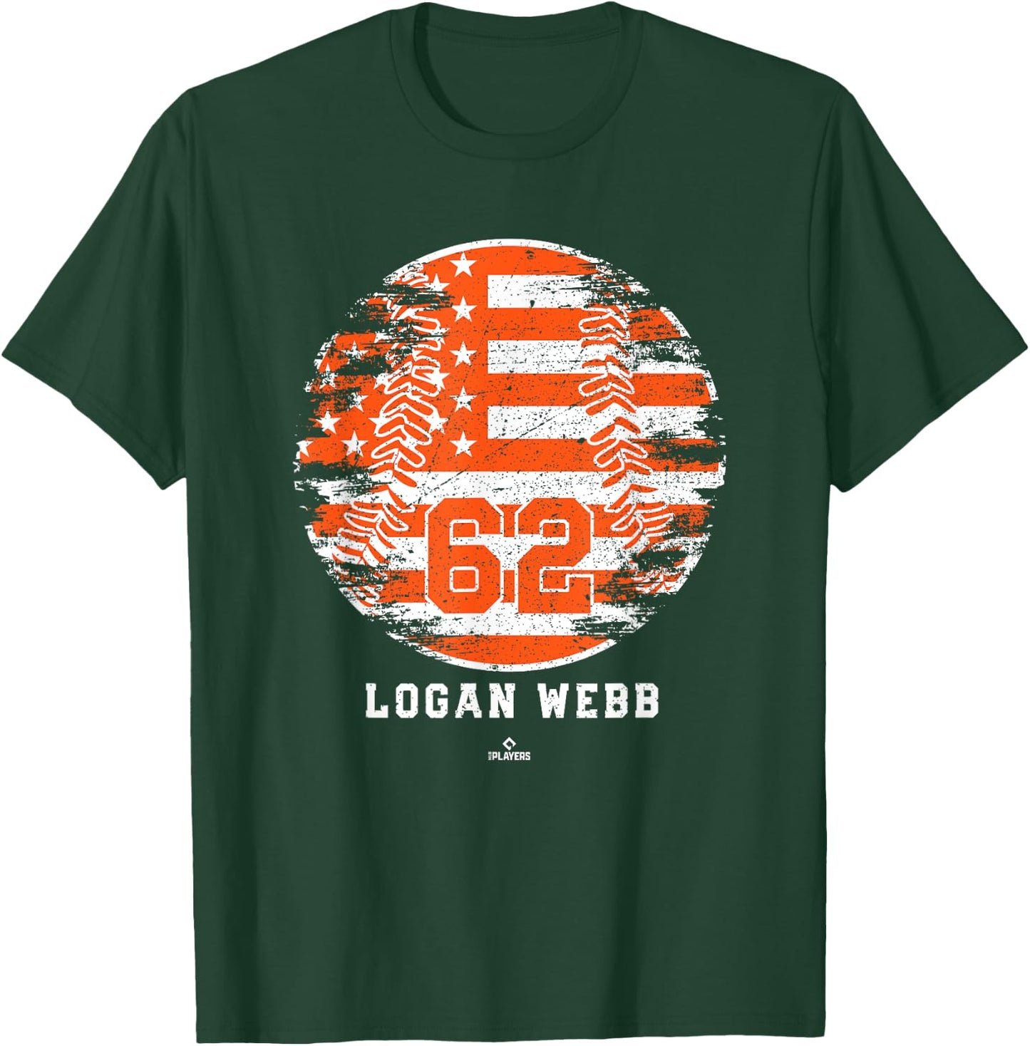 Vintage Baseball Flag Logan Webb San Francisco MLBPA T-Shirt - T-Shirt | Forest