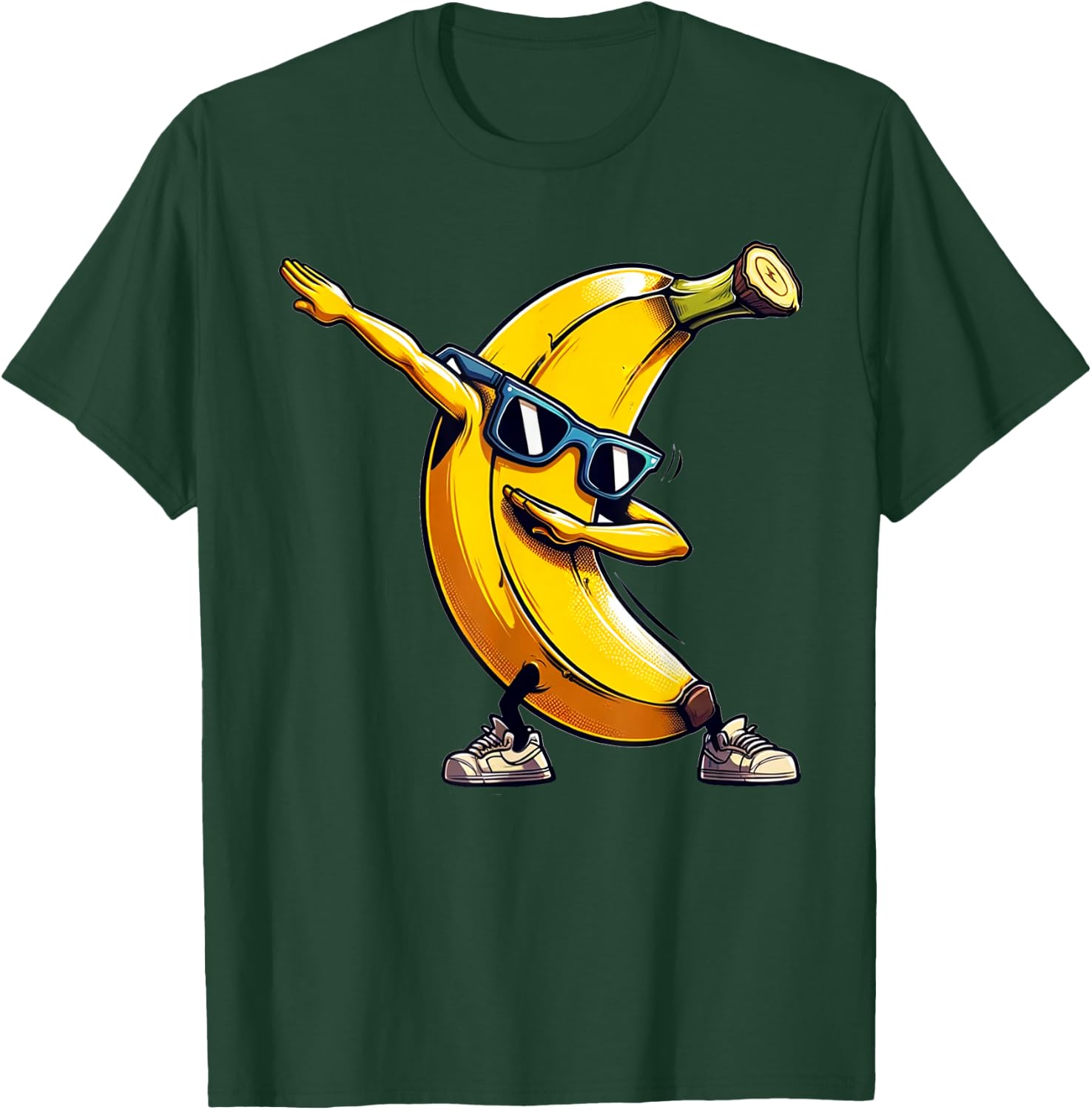 Dabbing Yellow Banana | Funny Yellow Banana with Banana Pattern , Black, S T-Shirt - T-Shirt | Forest