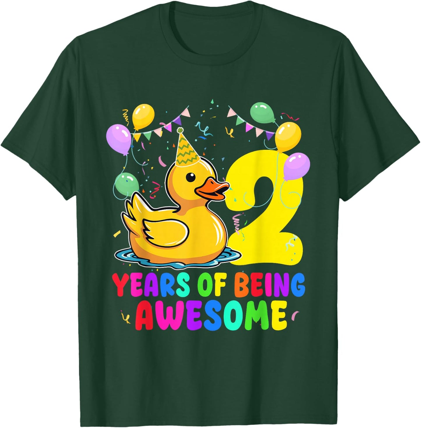 2 Years of Being Awesome Duck Lover 2nd Birthday Party T-Shirt - T-Shirt | Forest